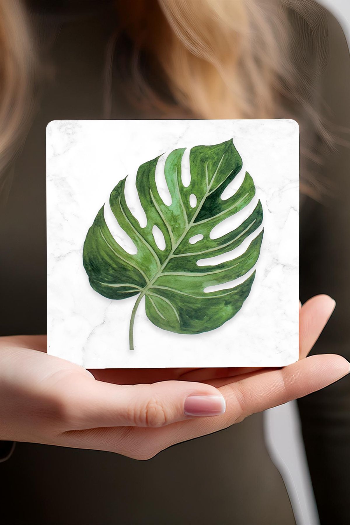 Pinecone-Minimalist Abstract, Leaf Stone Coasters Desktop Protective Coasters Set of 4 10x10cm Sc359 4