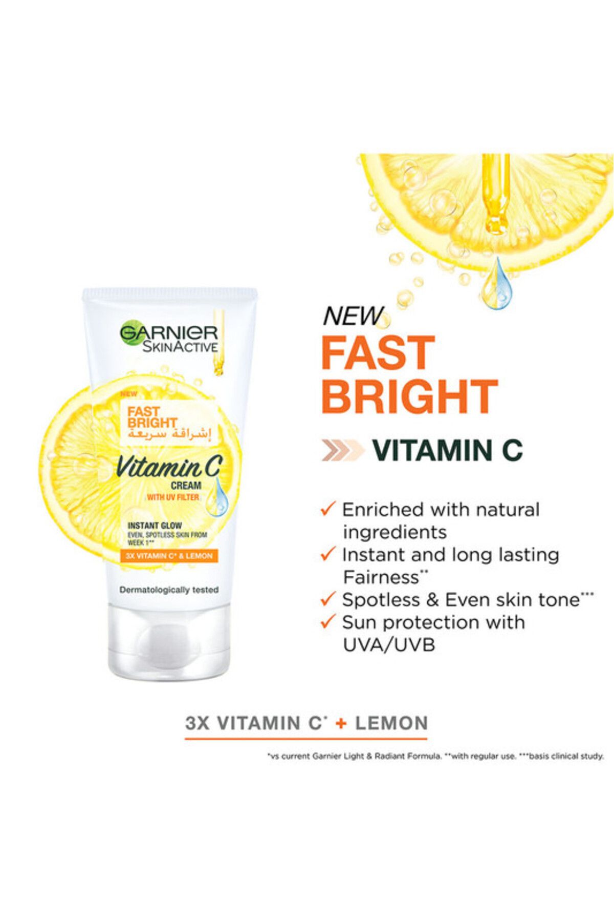 Garnier-SkinActive Fast Bright Day Cream with 3x Vitamin C and Lemon 50ml 2