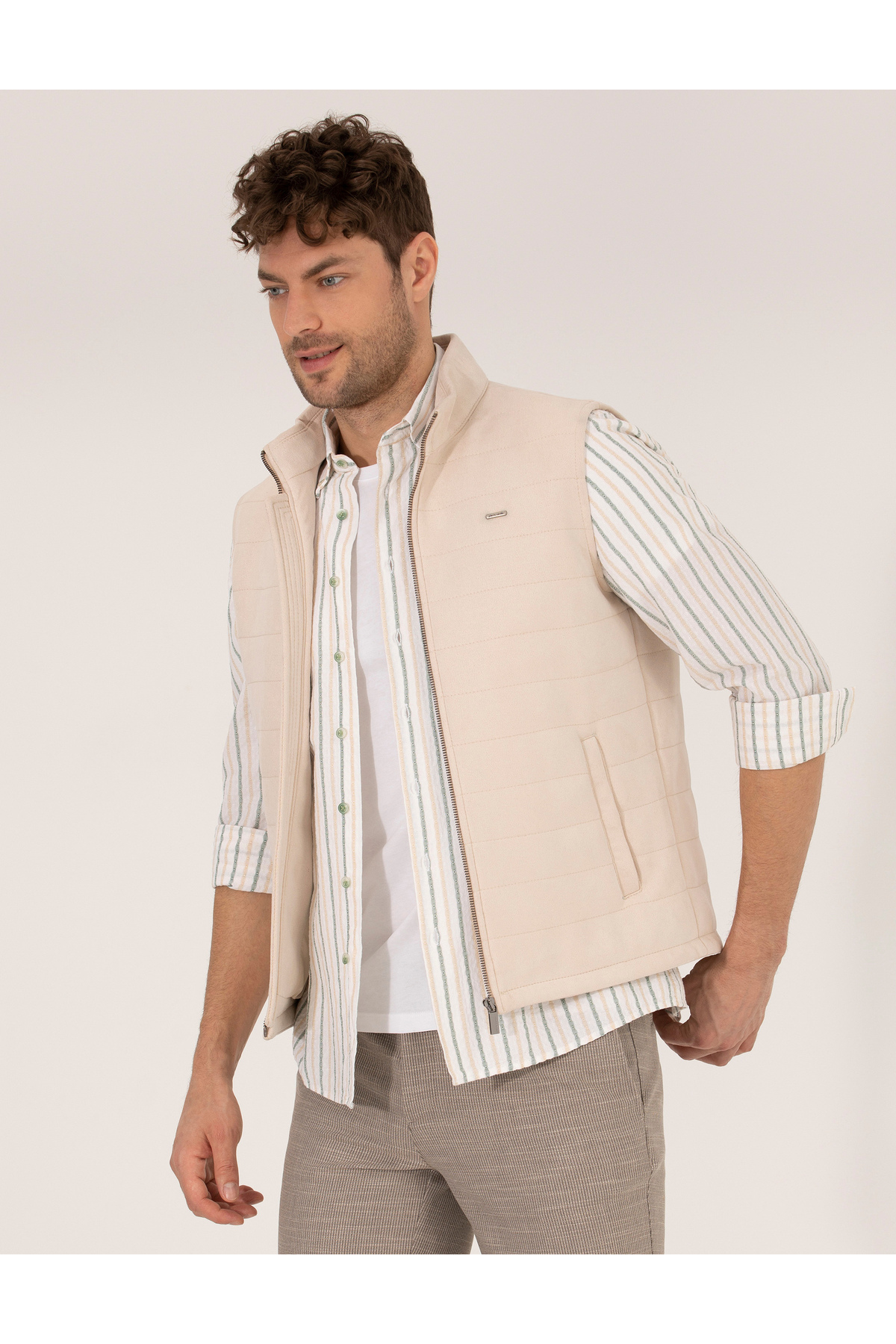 Pierre Cardin Bej Suni Deri Yelek 50275802-591
