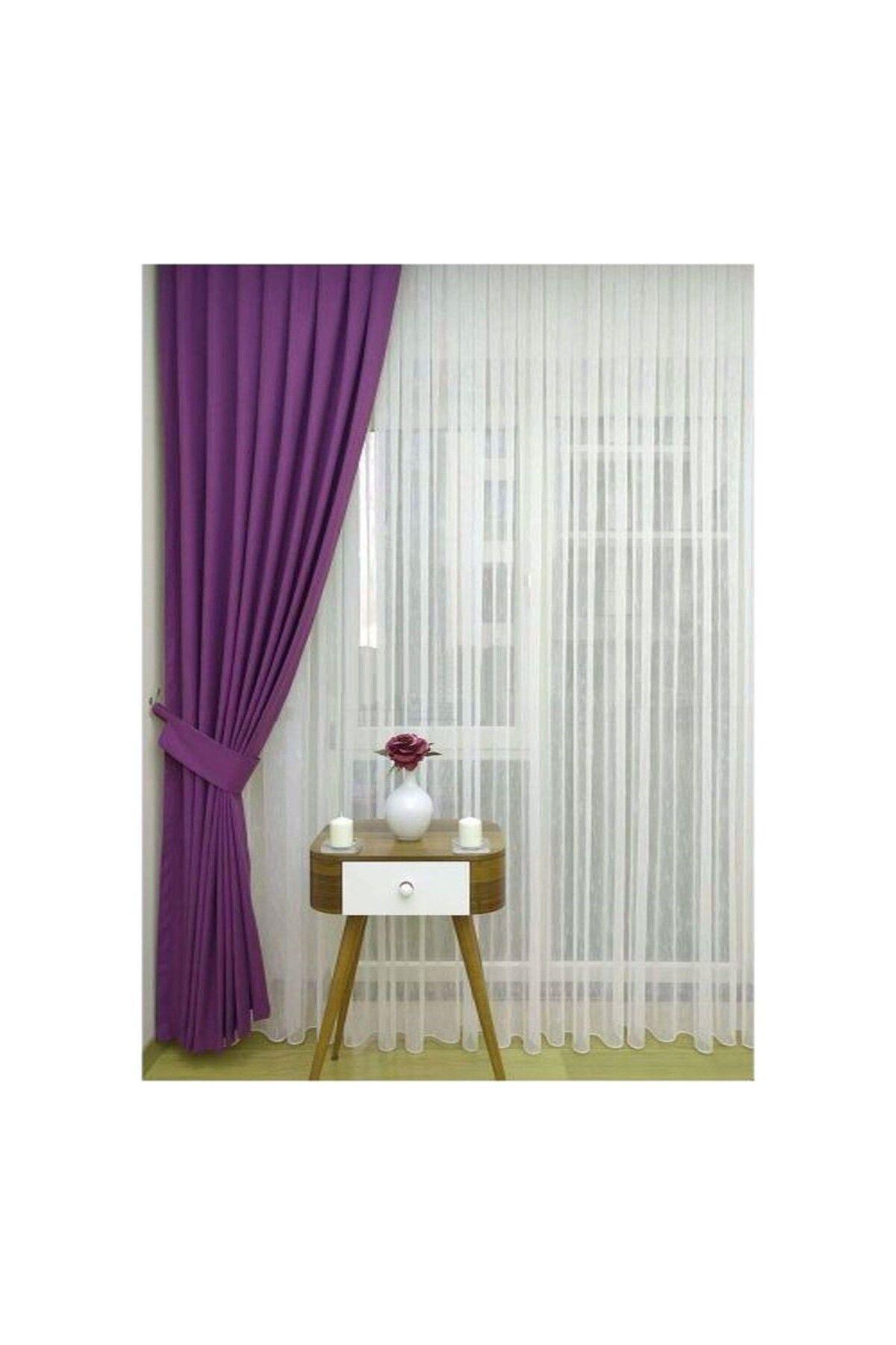 DHM-Purple Island Background Curtain Pleatless Extra-forced Flat Planting Drawstring Pleat 4