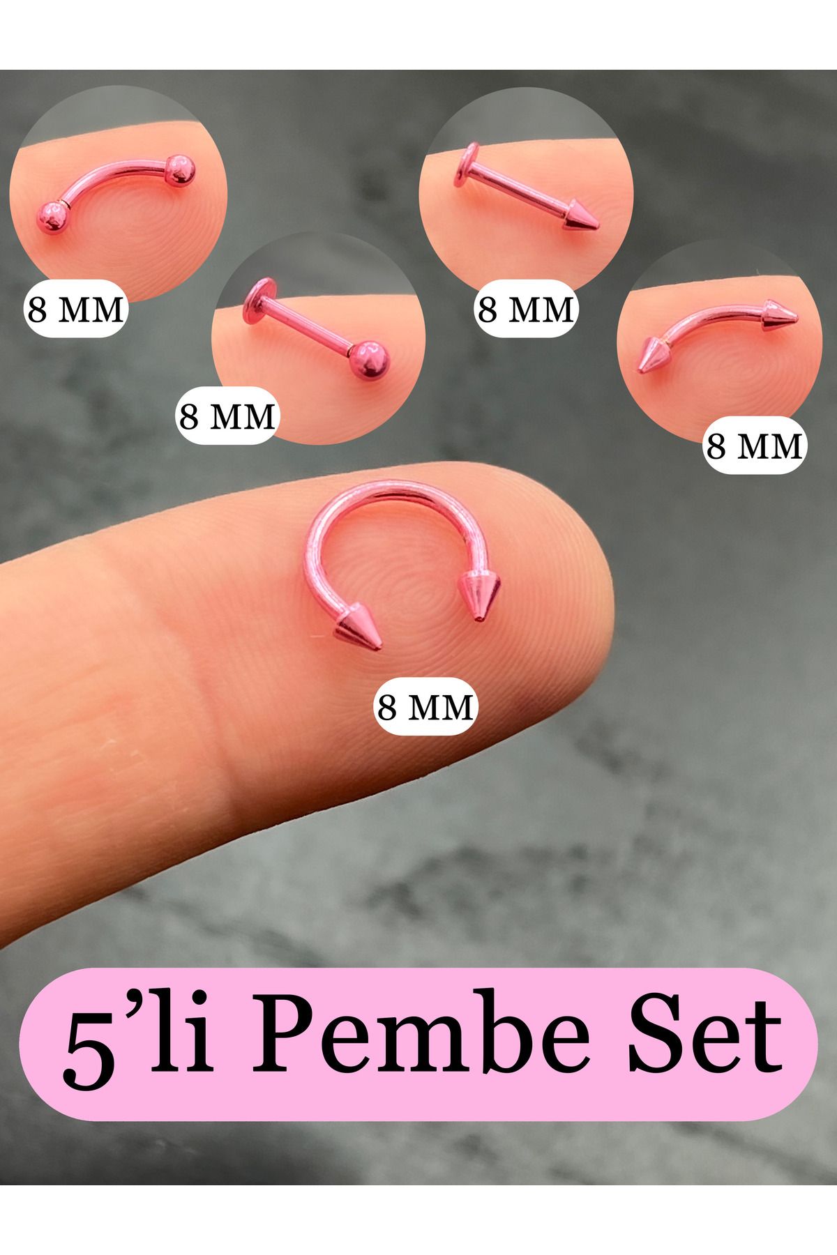 Karınca Piercing-Pink Piercing Set of 5 1