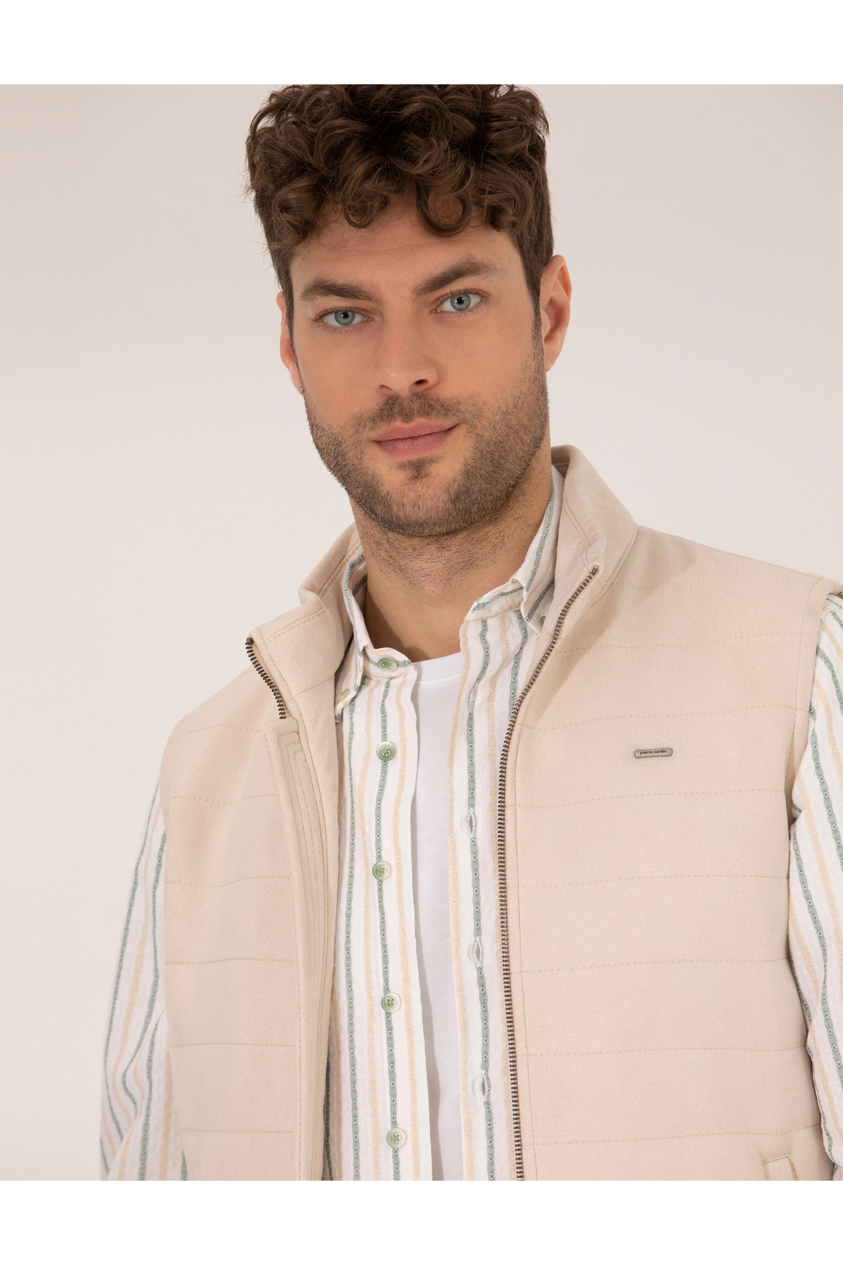 Pierre Cardin Bej Suni Deri Yelek 50275802-591 görsel 2