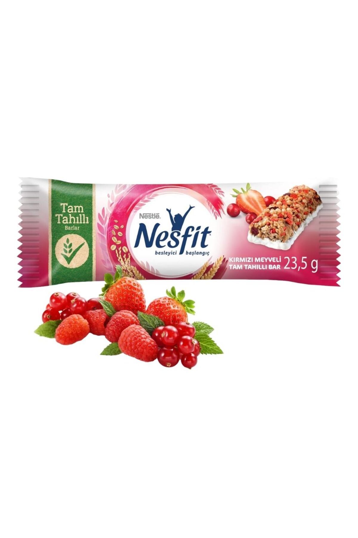 Nesfit Kırmızı Meyveli Tam Tahıllı Kahvaltılık Gevrek Bar 23,5 g x 15 Adet