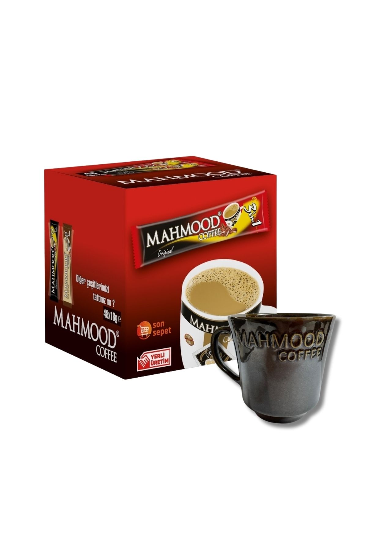 Mahmood Coffee 3'ü 1 Arada Hazır Kahve 48 Adet Kupa Bardak Hediyeli