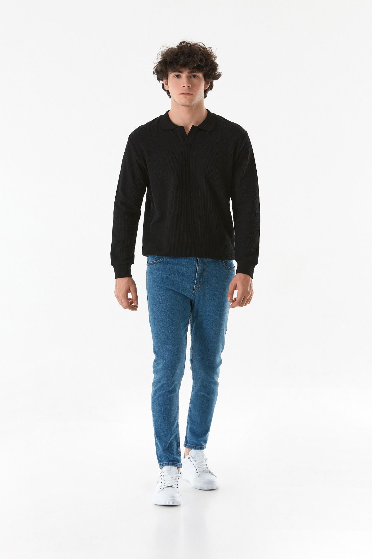 Fulla Moda-Zippered Straight Jean Trousers 1