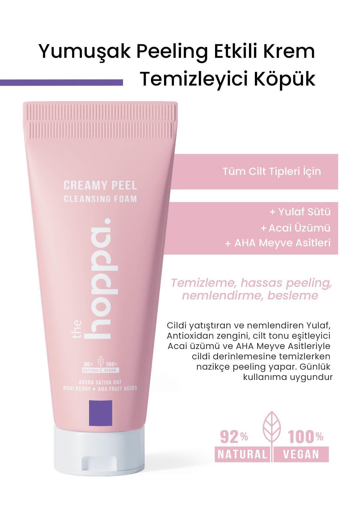 Yumuşak Peeling Etkili Krem Temizleyici Köpük Yulaf Sütü + Acai Üzümü + AHA Meyve Asitleri 200 ML — HoppaB1 — تصویر 3 از 9