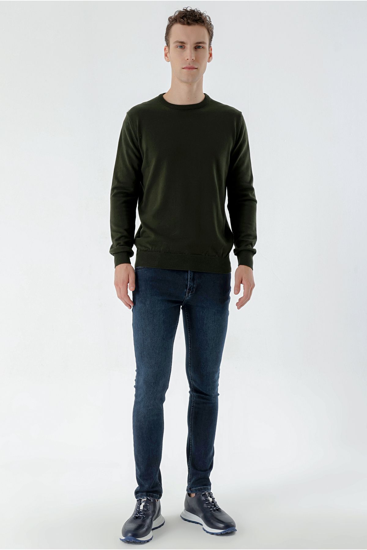 Morven-Плетено яке в цвят каки Basic Dynamic Fit Relaxed Cut с кръгло деколте в подаръчна кутия 6