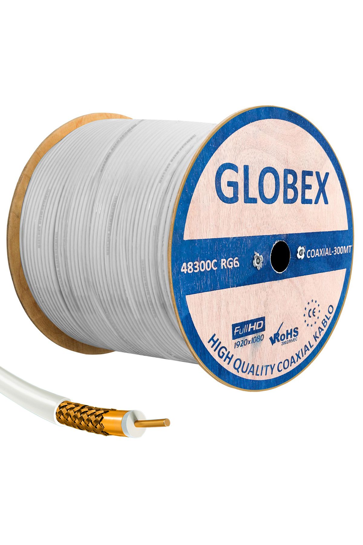 EGB GLOBEX Anten Kablosu Rg6 U4 48 Tel Bakır Kaplama 300 Metre