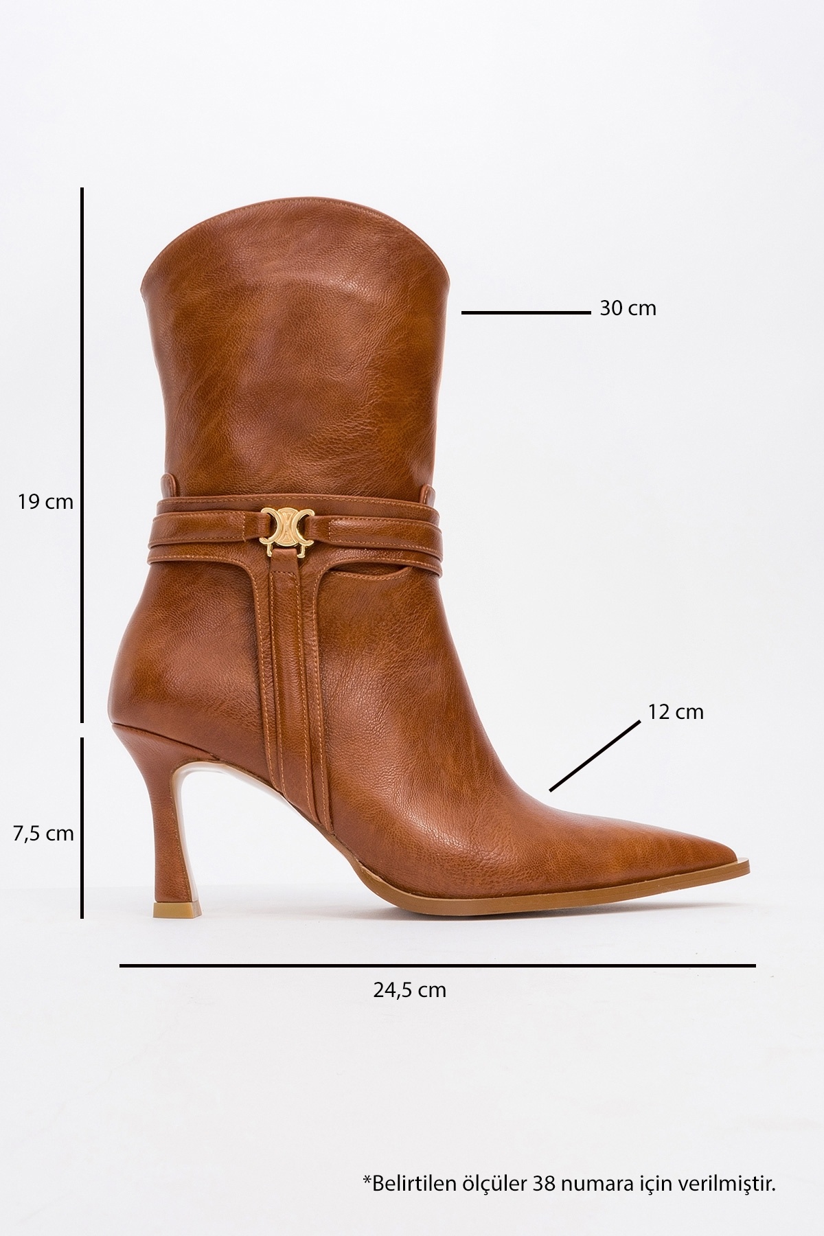 LuviShoes-Γυναικείες μπότες με τακούνι BERTON Tan Skin με φερμουάρ 4