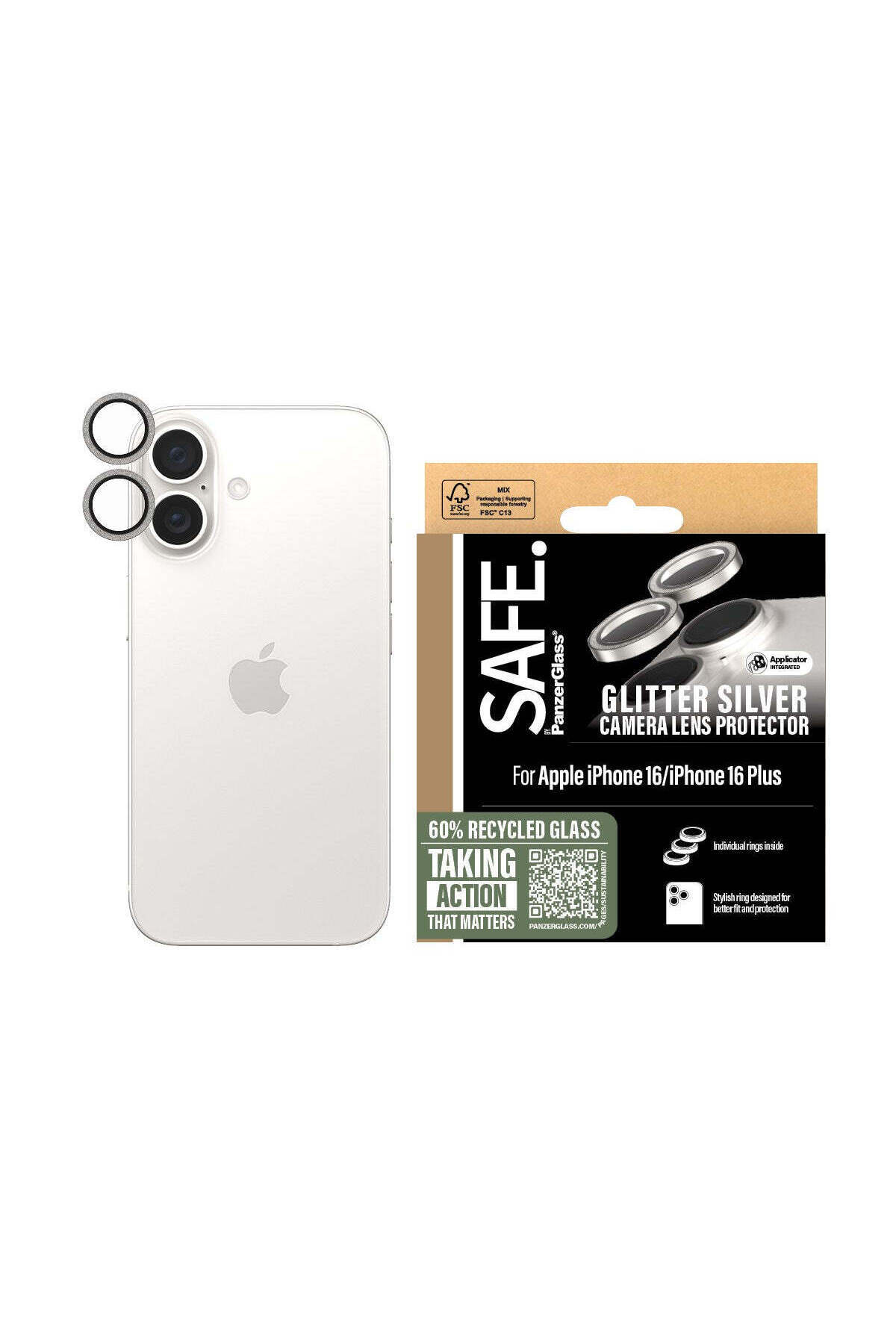 PanzerGlass-Safe. By Panzerglass iPhone 16 |   Compatible 16 Plus Silver Camera Protector 2