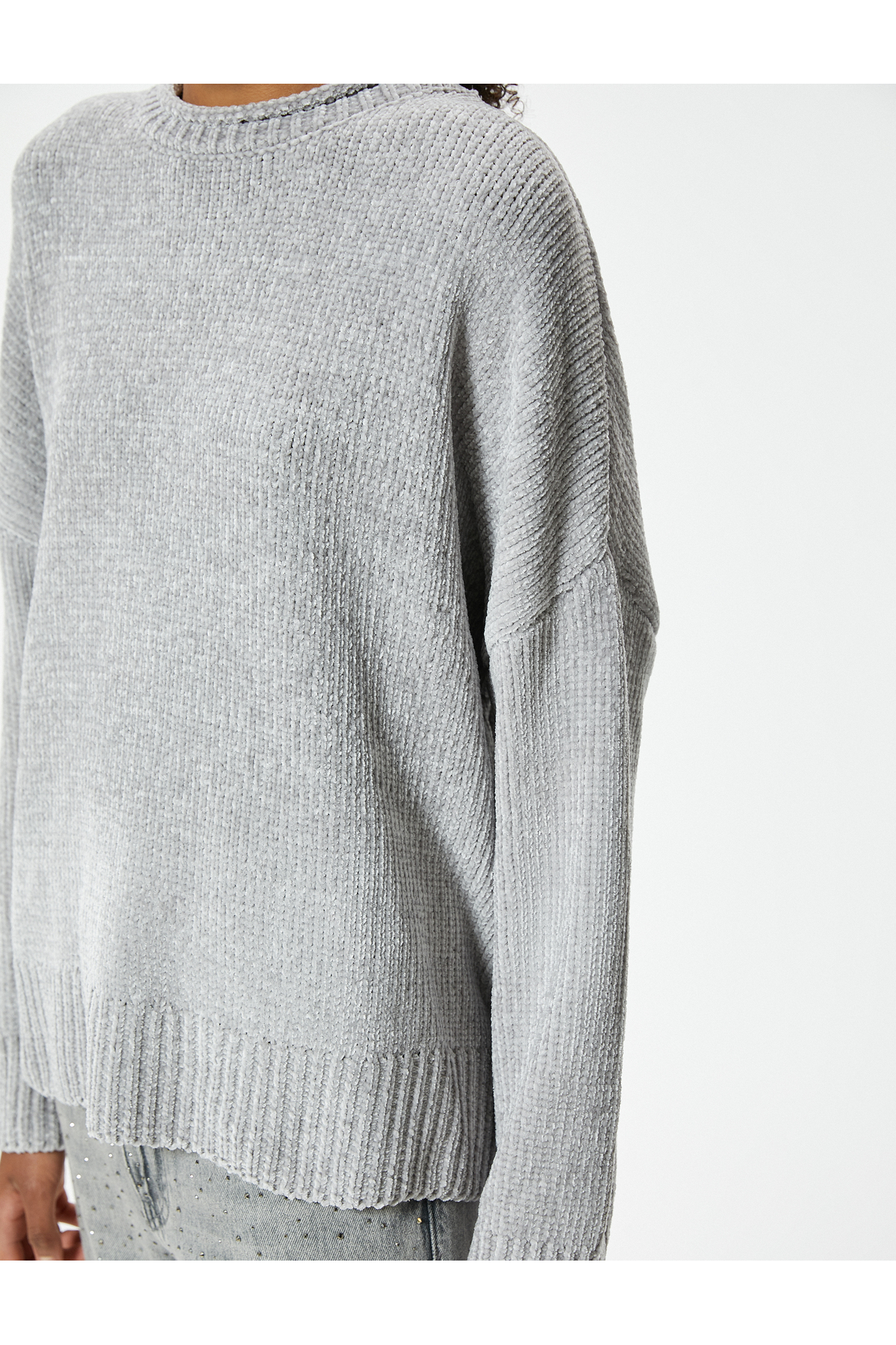 Koton  Basic Triko Kazak Bisiklet Yaka Uzun Kollu Düşük Omuzlu - Görsel 5