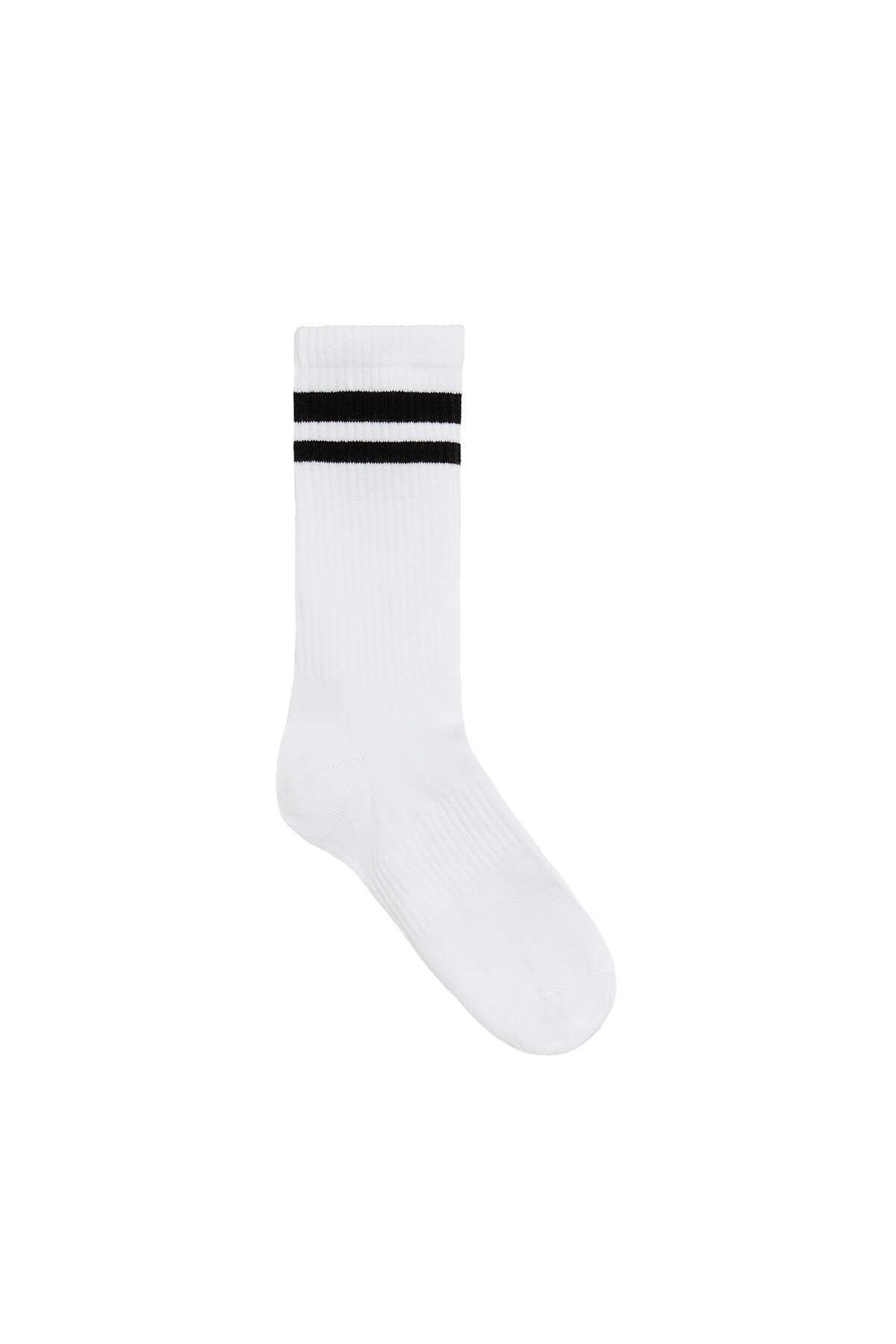 Oysho-Stripe rib classic sports socks in a cotton blend 1