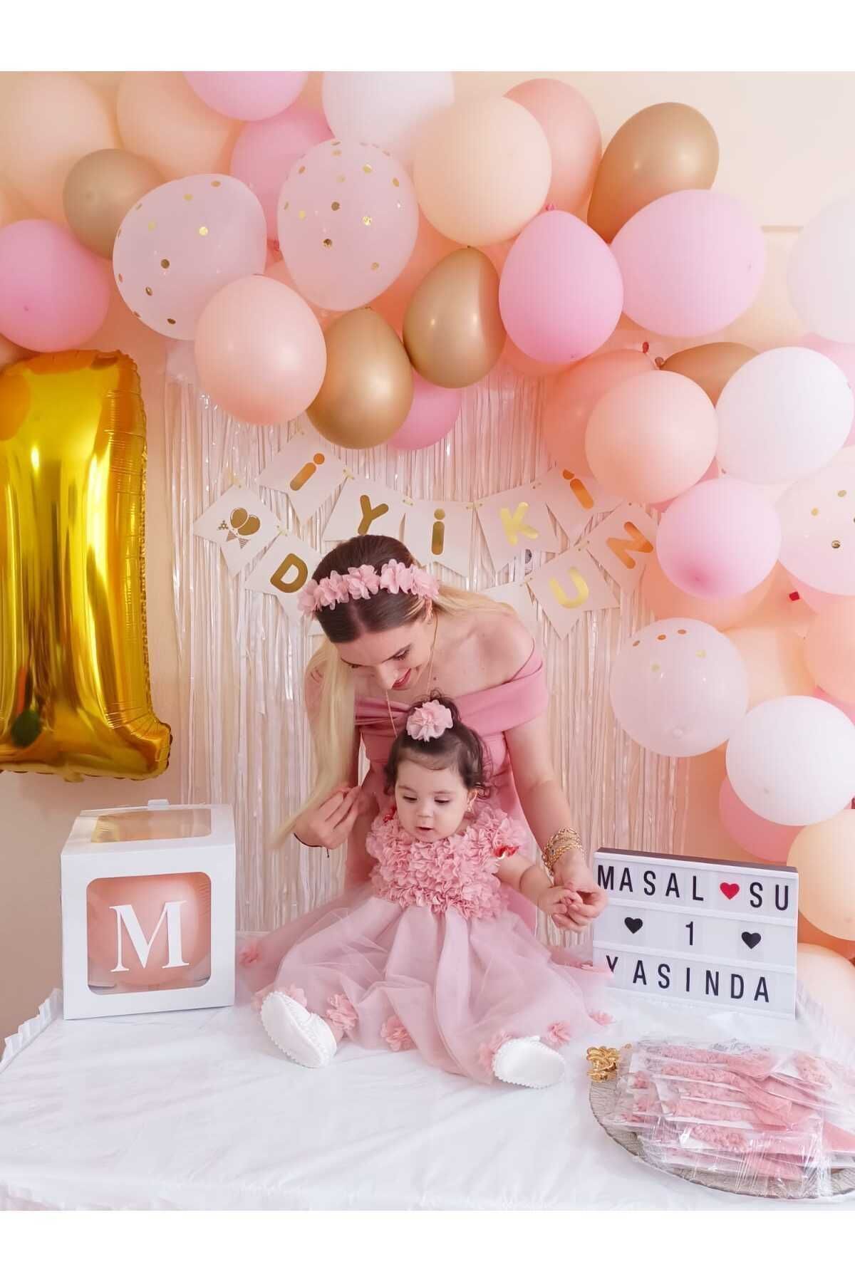 GOLD TEKSTİL Pudra Bebek Abiye Pudra Kız Çocuk Elbise Bayramlık Bebek Elbisesi Doğum Günü Elbise Takımı fotoğrafı 3 (önizleme)