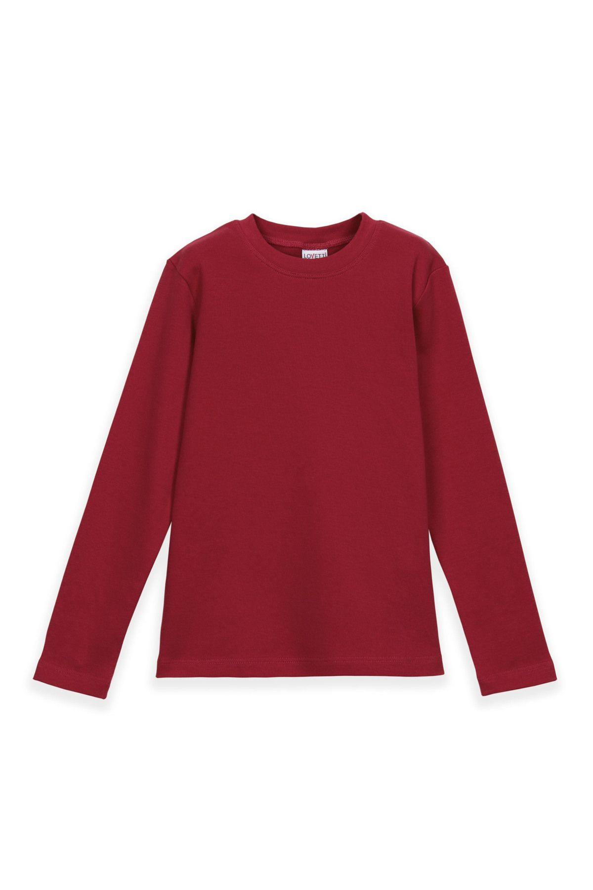 LOVETTI-Red Basic Unisex Kids Crew Neck Long Sleeve T-Shirt 1