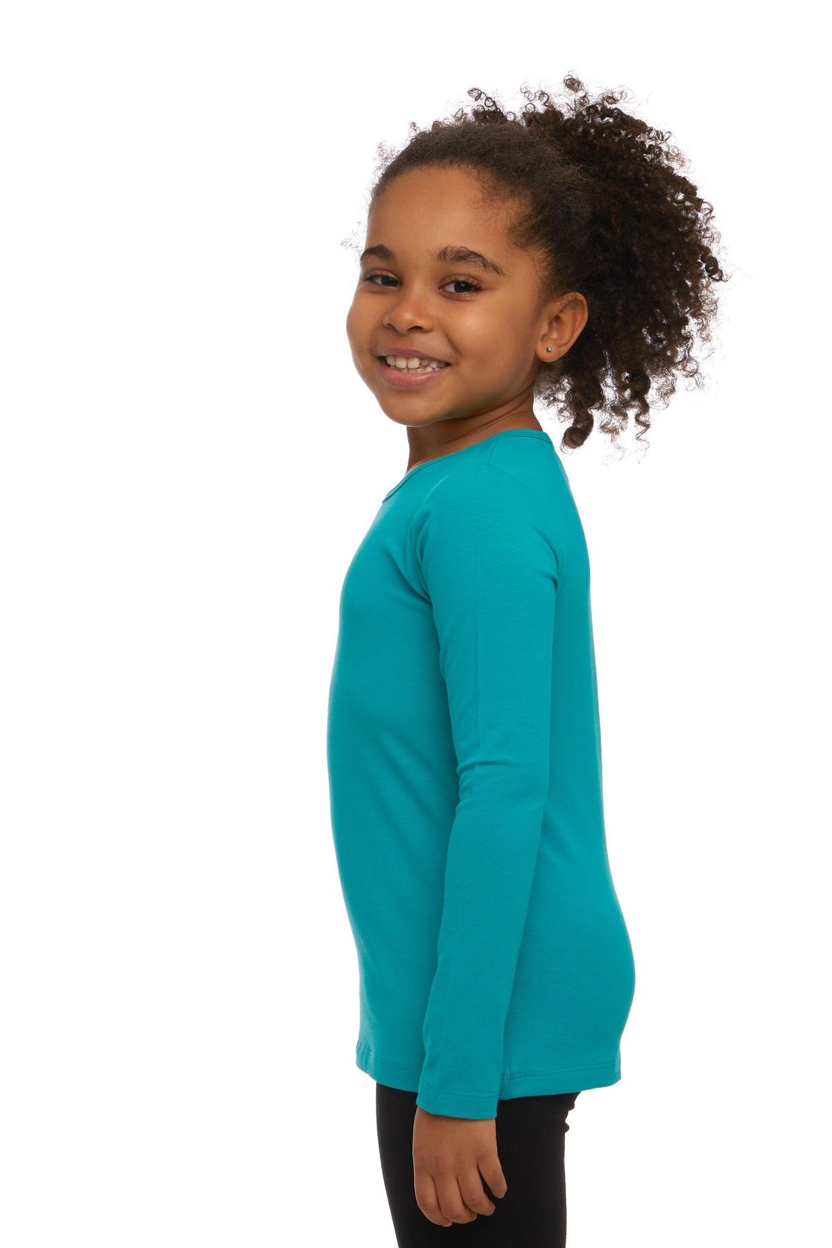 LOVETTI-Lycra Petrol Colored Long Sleeve Girl's T-shirt - Seasonal 2