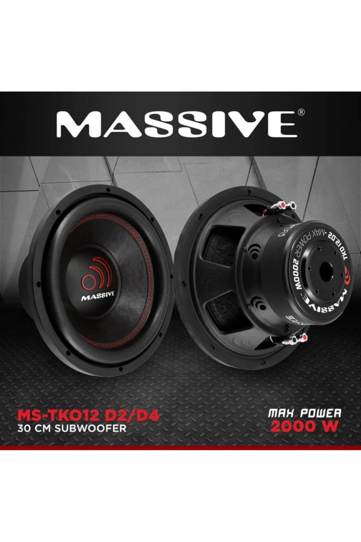 Massive Ms-tko12 2000wat 800 Rms 30cm Subwoofer Bas Çift Bobin Aksar