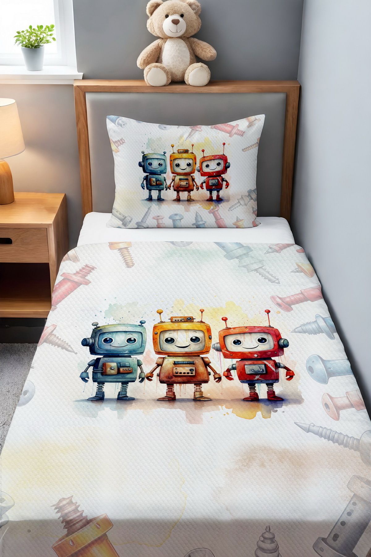EVPANYA-Triple Robots Patterned Pique Set 2