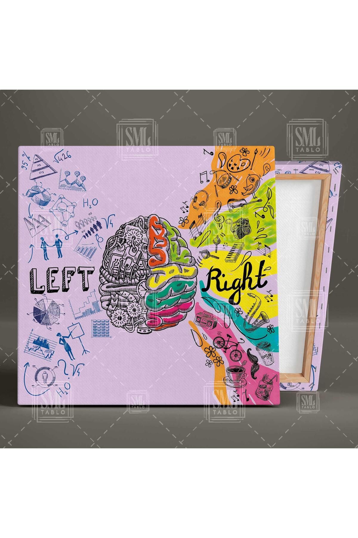 SML TABLO-Right Brain Creative Emotional Visual Left Brain Logic Analytical Language Human Brain Square Canvas Painting 2