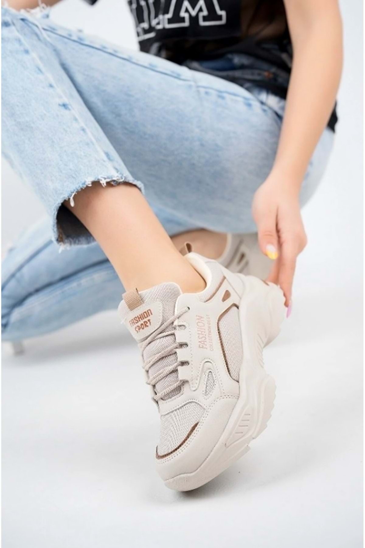 Lambırlent 9671 Sneaker Unisex Spor Ayakkabı BEJ — بژ VSK-AST05403 — تصویر 2 از 3