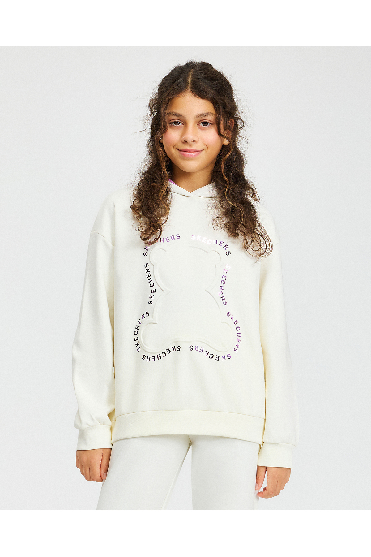 اسکچرز سویشرت گشاد G 2XI-Lock سایز بزرگ دخترانه، سفید مایل به قهوه‌ای، SK242035-102