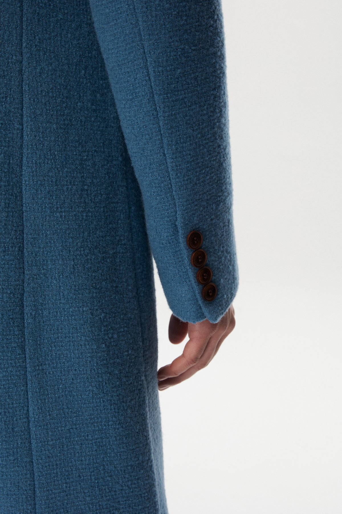 Tween  Slim Fit Mavi Yün-poliamid Palto - Görsel 5