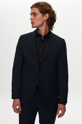 Tween Slim Fit Lacivert Mono Yaka Viskonlu Bi Stretch Takim Elbise