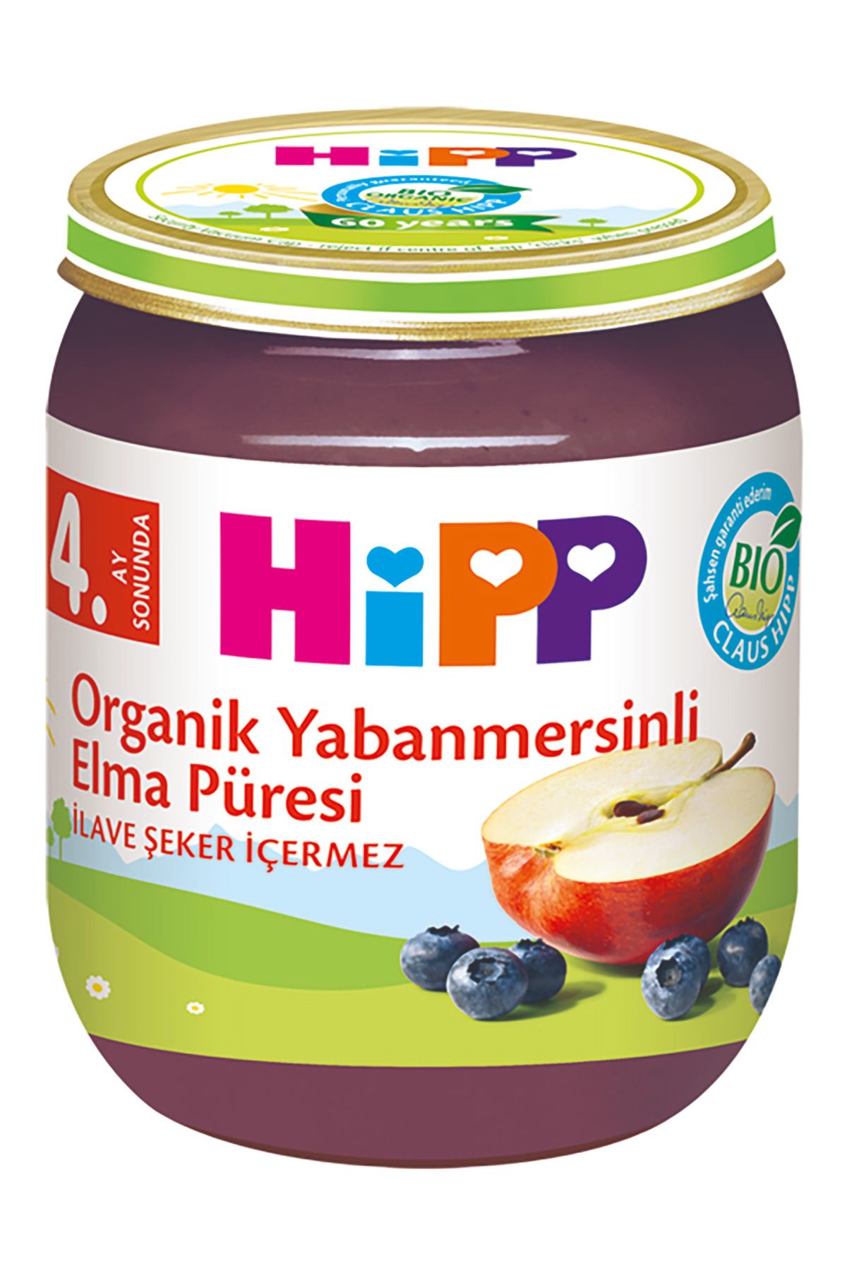 Hipp Yaban Mersinli Elma Püresi Kavanoz Mama 125 gr