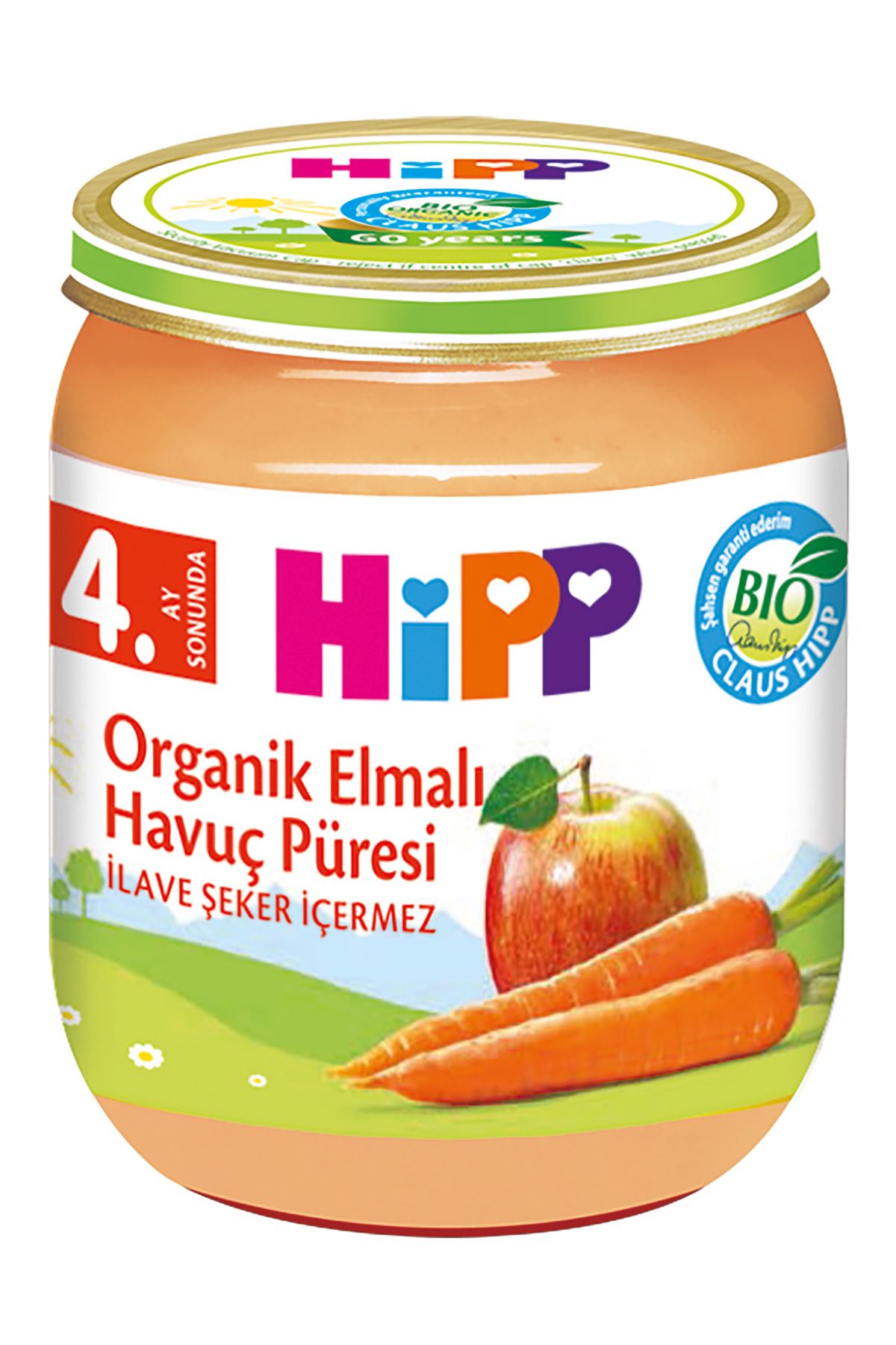 Hipp Organik Elmalı Havuç Püresi Kavanoz Mama 125 gr 4 Ay