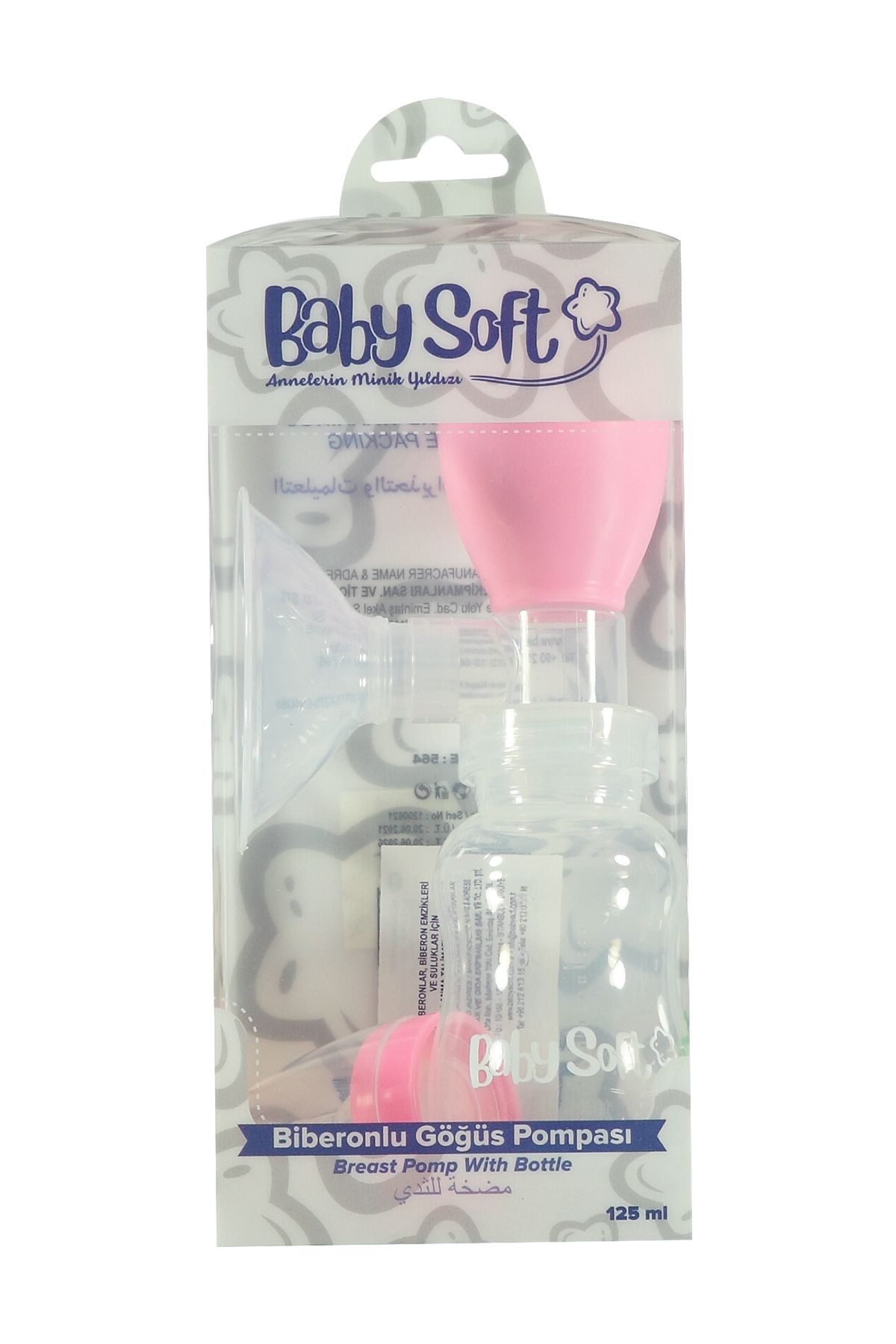 Babysoft Baby Soft Biberonlu Manuel Göğüs Pompası 125 ml Pembe