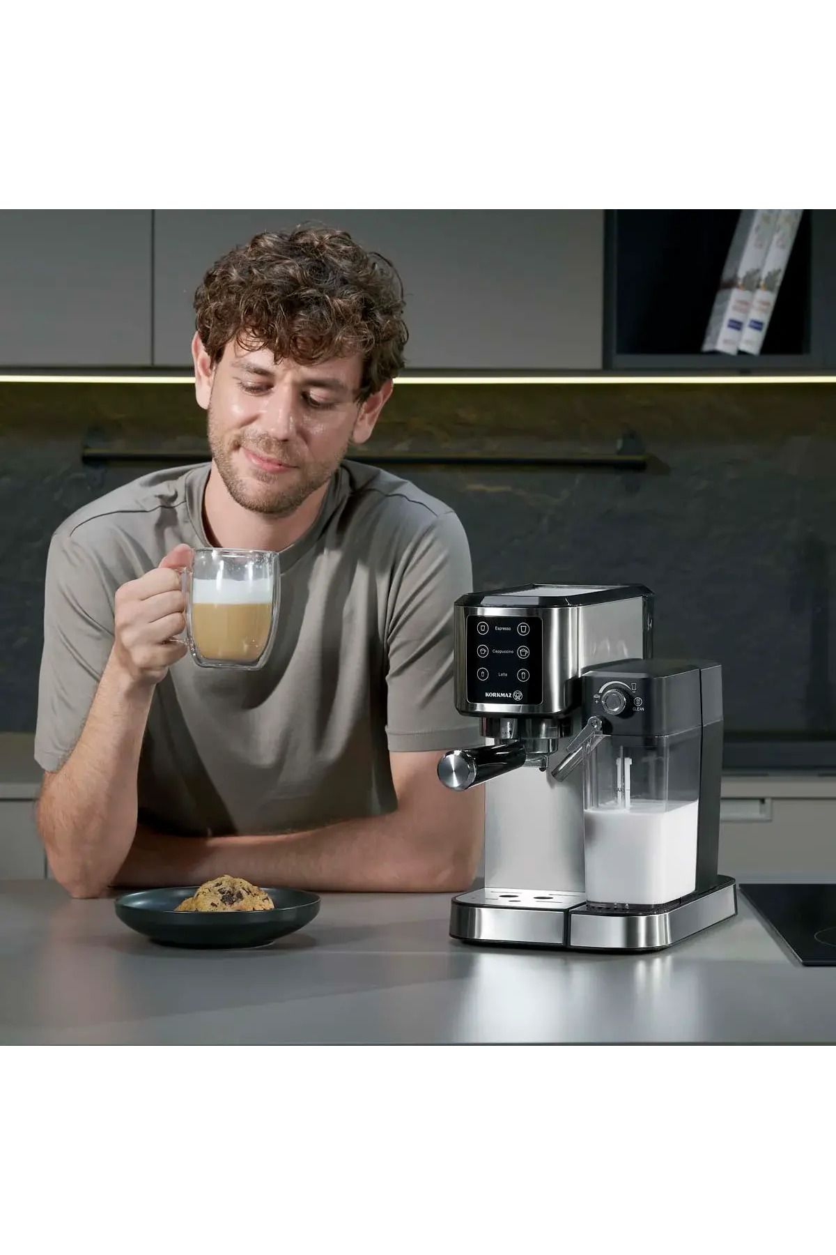 KORKMAZ-Java Plus Espresso Coffee Machine with Milk Bowl A982 4