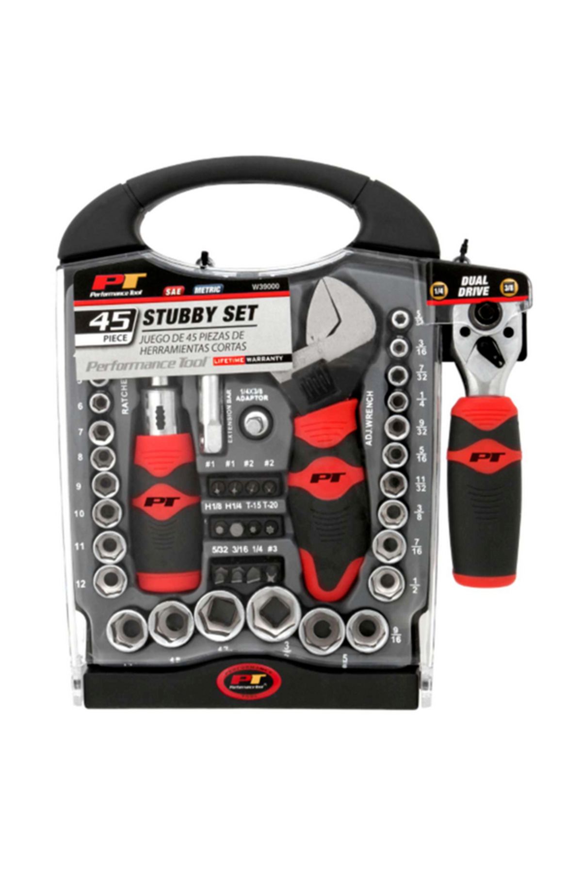 Performance Tool-45-Piece 6-Point Stubby Socket and Tool Set W39000 2
