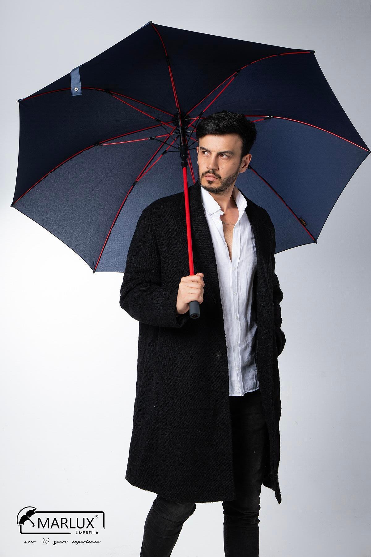 Wind Resistant Automatic Special Design Protocol Umbrella with 8 Fiber Wires Navy Blue Red Mpr20