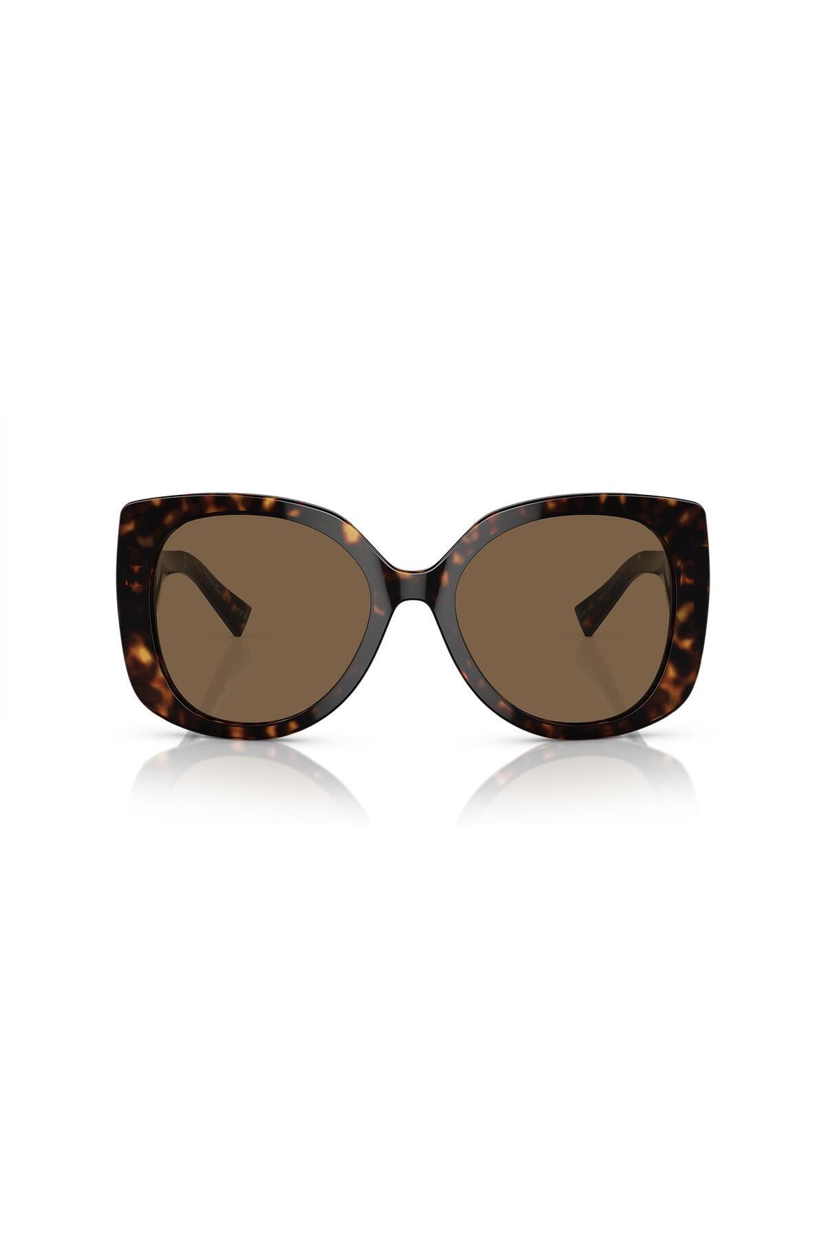 Versace-Woman Rectangle Sunglasses- Ve 4387 - Lense Size:56mm - Havana 2