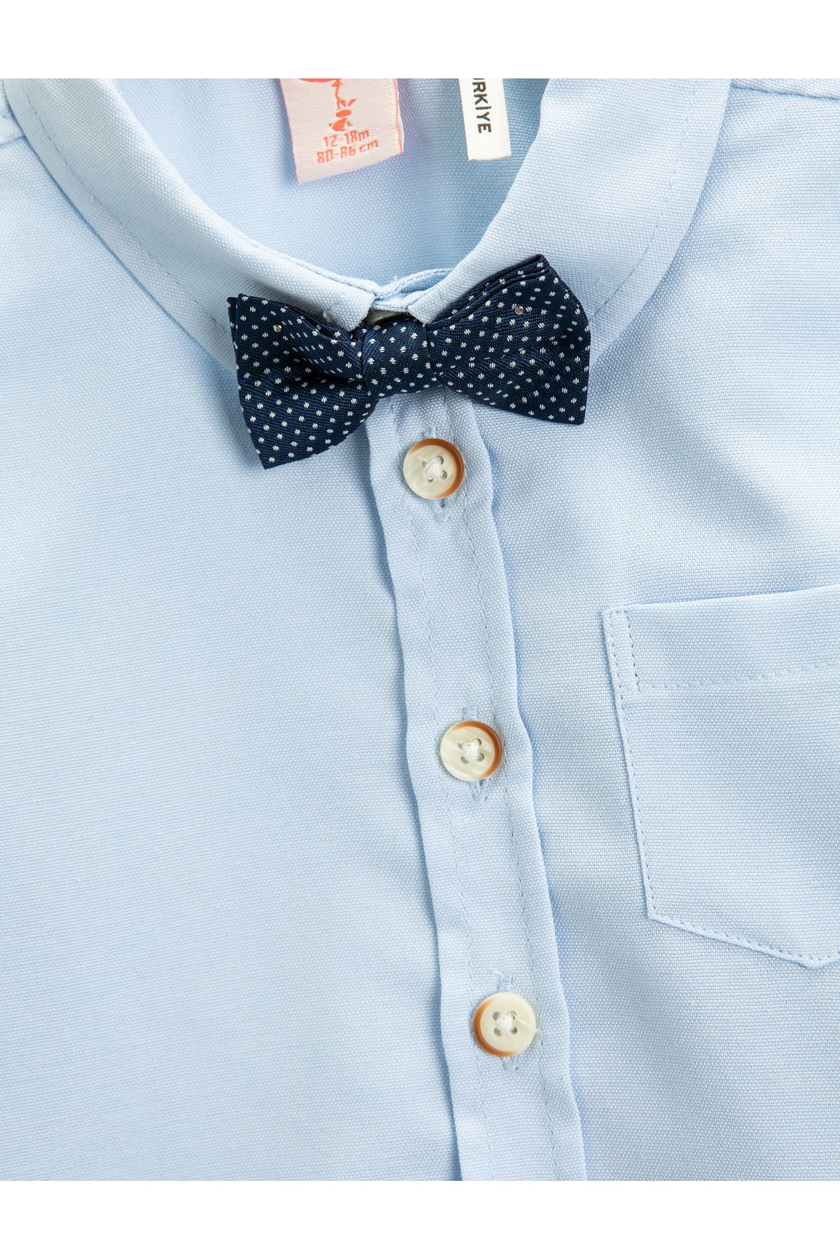 Koton-Single Pocket Short Sleeve Bow Tie Shirt 3