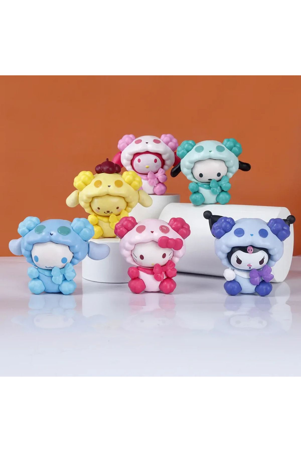 Choice-6pcs Sanrio Sheep Rabbit Series Figure Hello Kitty Pochacco Kuromi Cinnamoroll Q Version Toy Mode... 4