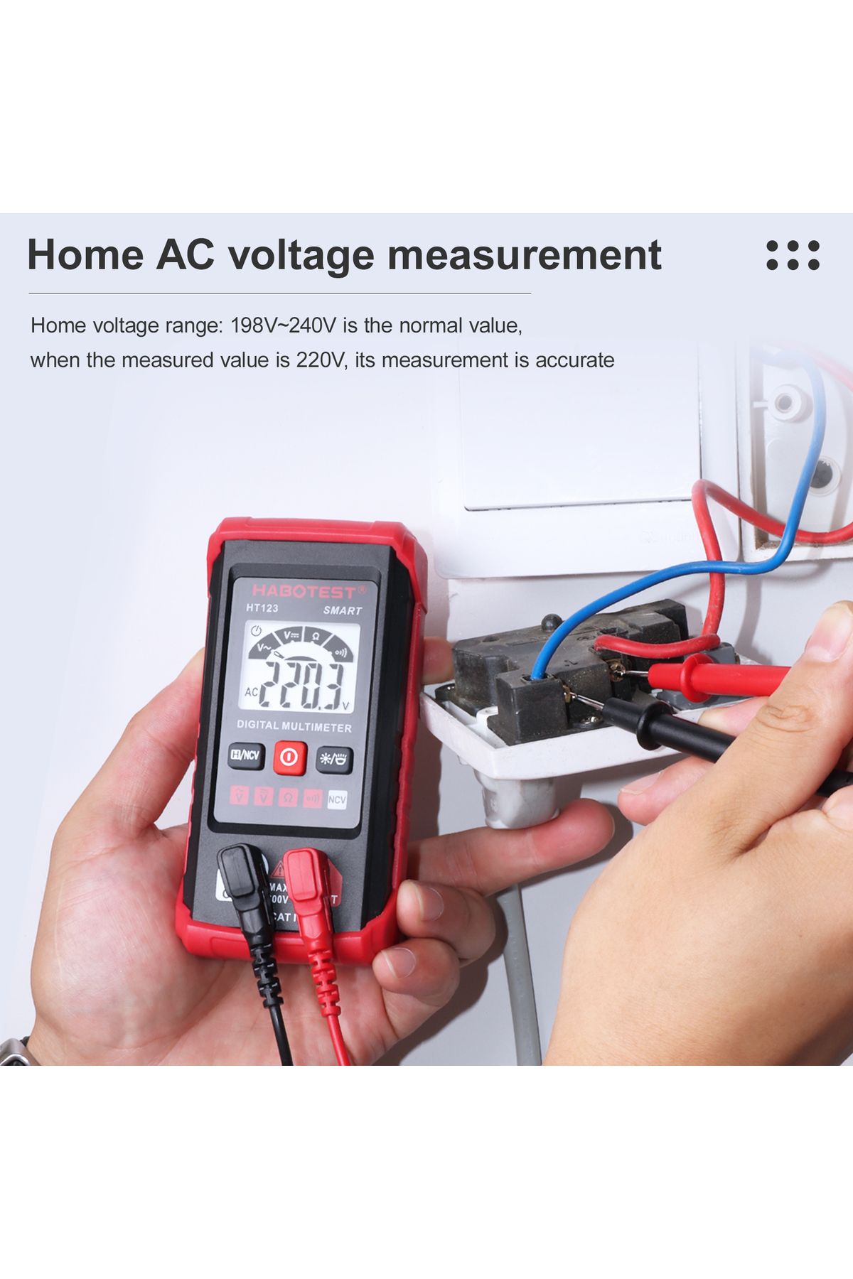 meterk-HABOTEST HT123 Digital Multimeter Auto Range Multi-meter 2,000 Counts True RMS Measuring AC/DC Vo... 3