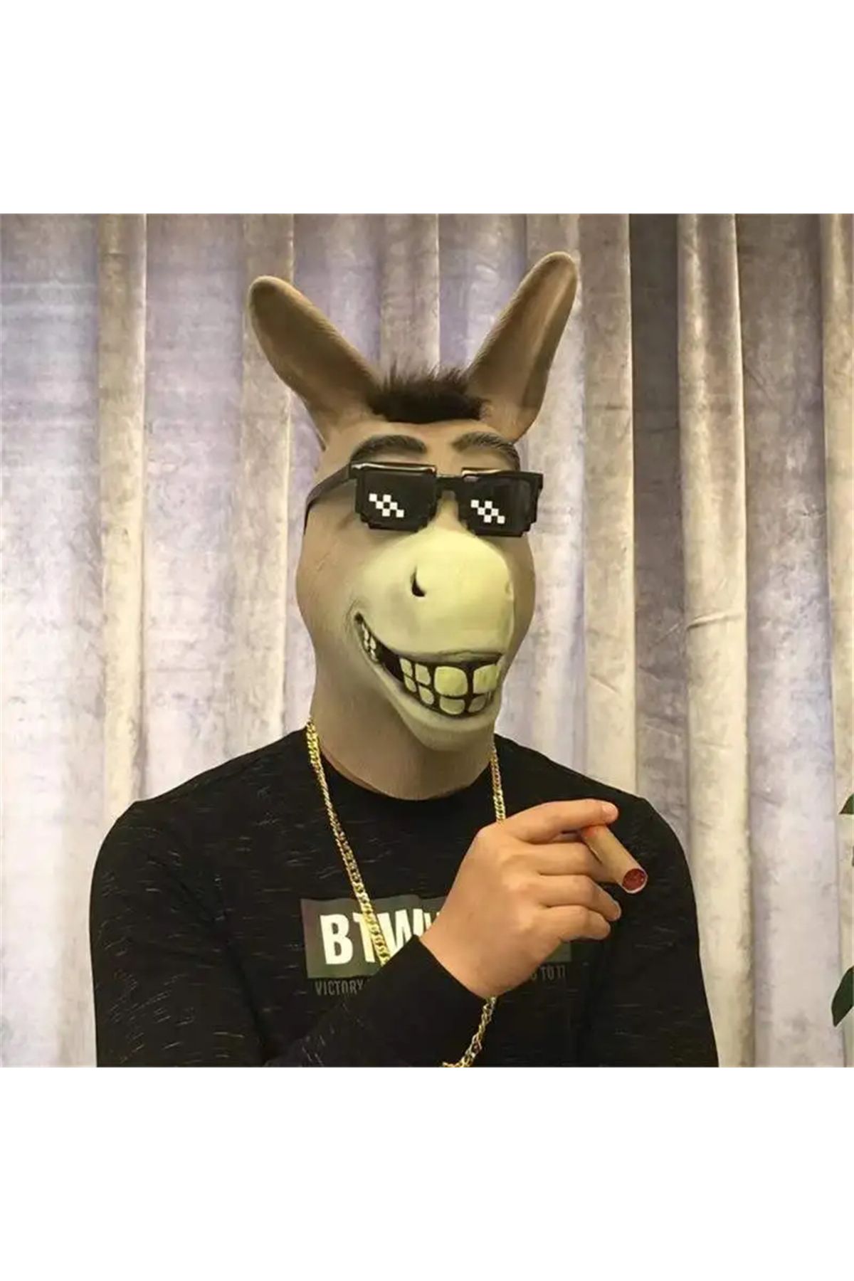 Choice-Donkey Head Mask Funny Animal Head Cover Anime Cosplay Costume Props Realistic Donkey Head Mask H... 2