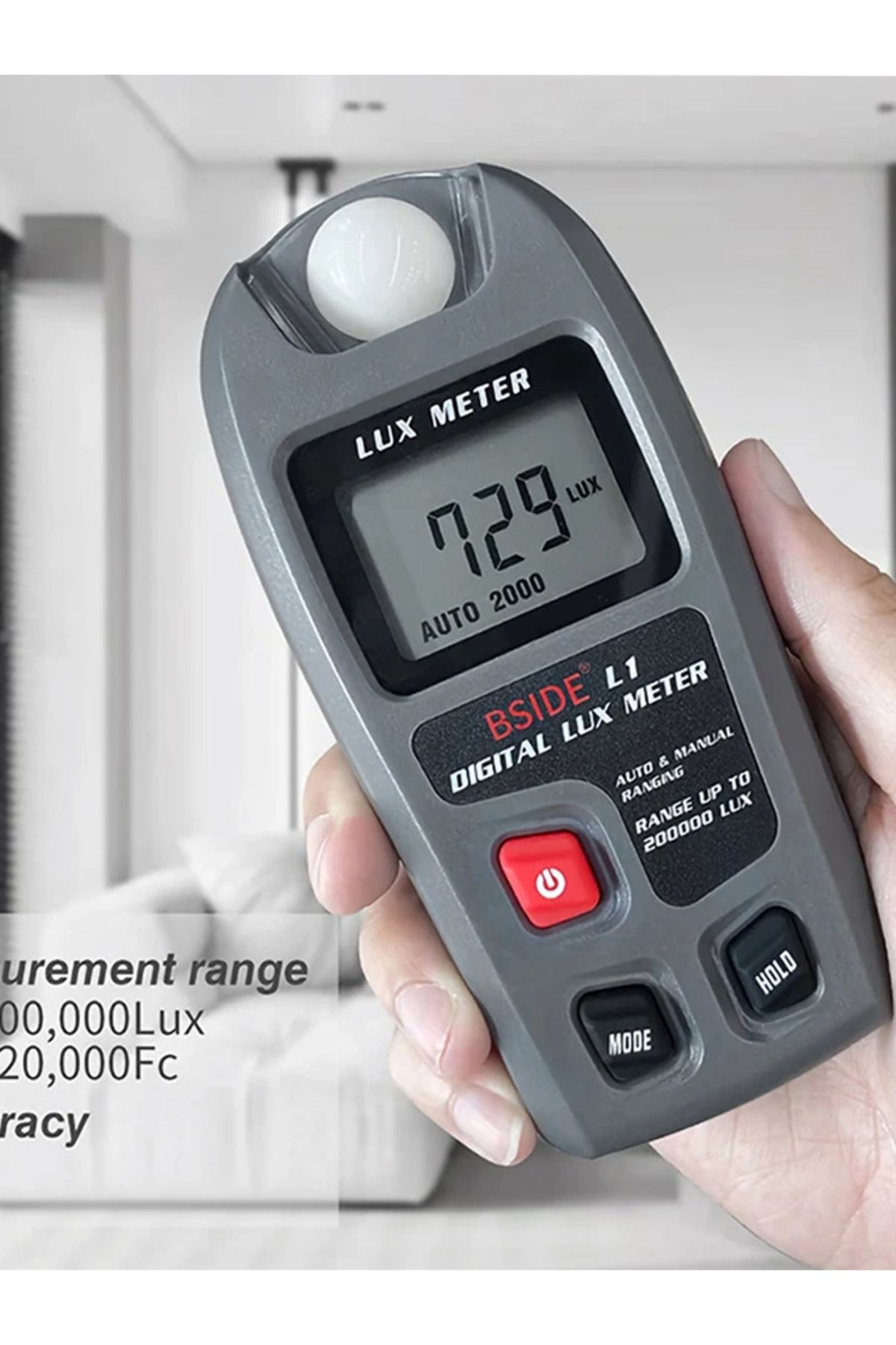 TELEHILL-L1 Lux Meter Digital Illuminometer Lux Tester 0.1-200000 Lux/0.01-20000 Fc LCD  Sensor Pocket Lux... 8