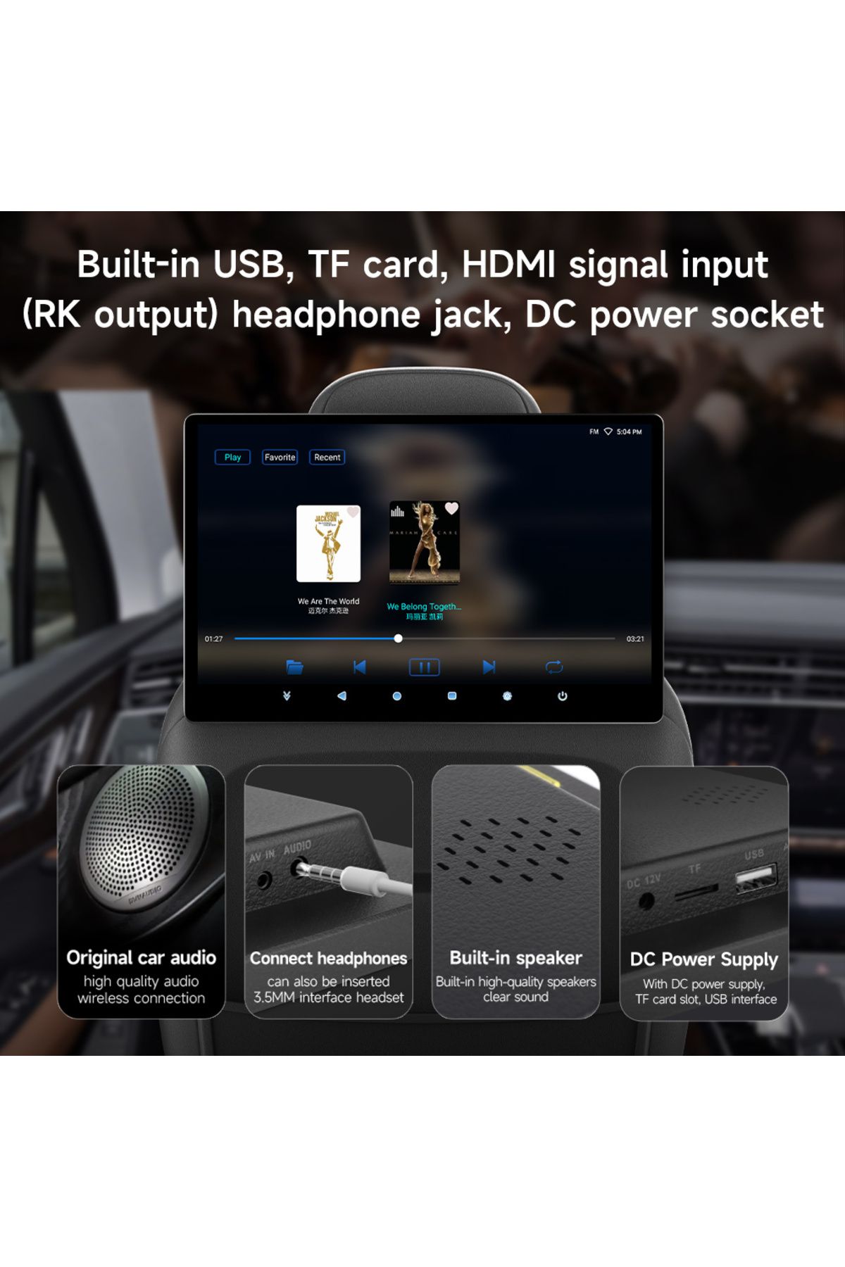 Choice-JIUYIN Android Headrest Monitor 2K IPS Tablet Touch Screen For Car Rear Seat Display Airplay APK ... 3