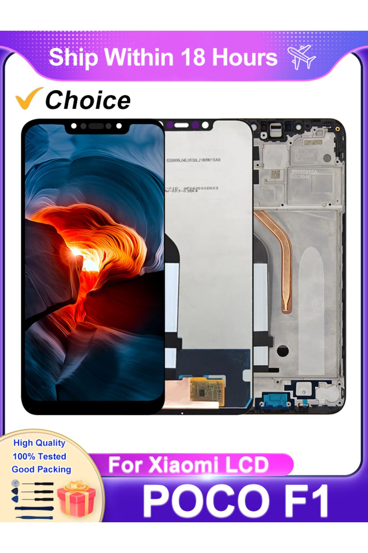 YOOFINIX-مجموعة محول رقمي لشاشة LCD تعمل باللمس لهاتف Xiaomi Pocophone F1 لهاتف Xiaomi POCO F1 LCD M1805E... 7
