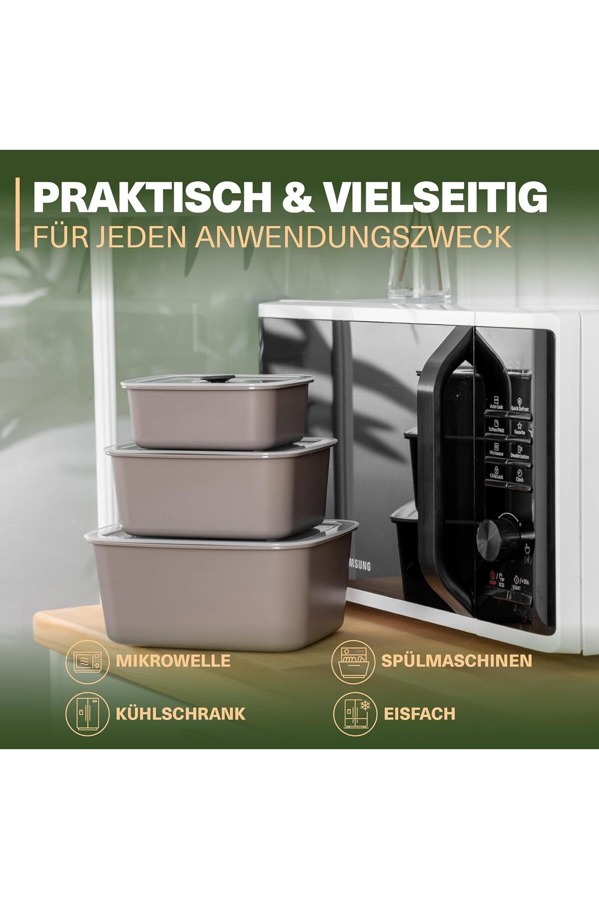 Viwares-Vakuumdosen 3er Set Grün - Luftdicht, Frischhaltend & Stapelbar 4