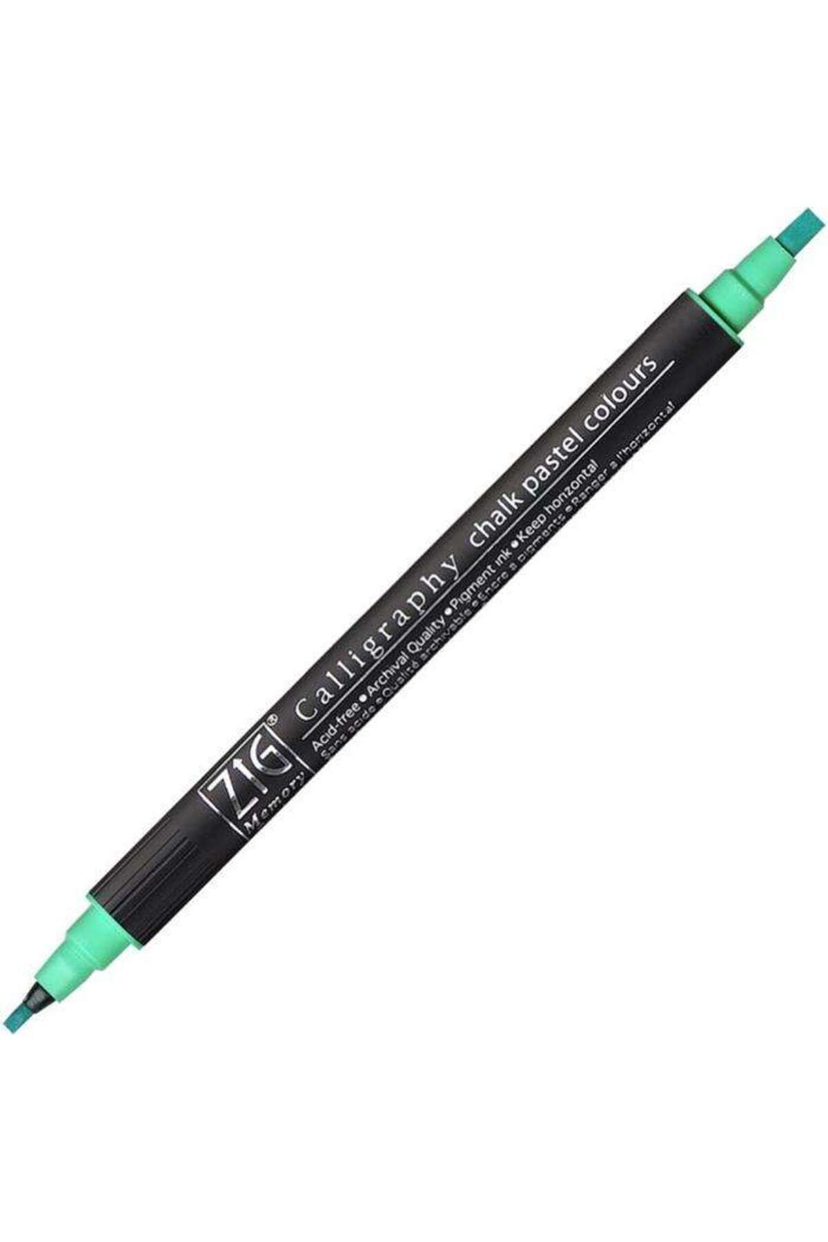 Zig-2 mm - 3.5 mm 040 Green Double Sided Pastel Tone Calligraphy Pen 1