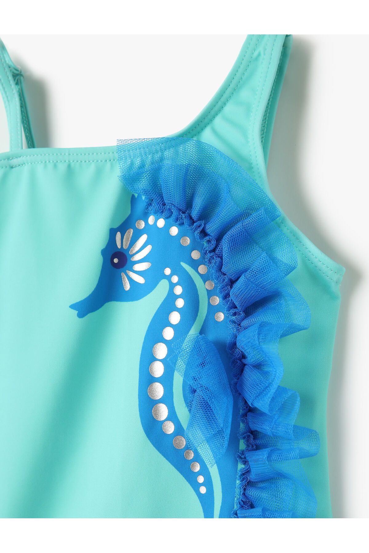 Koton-Sea Horse Printed One Shoulder Swimsuit - With Strap Detail 3