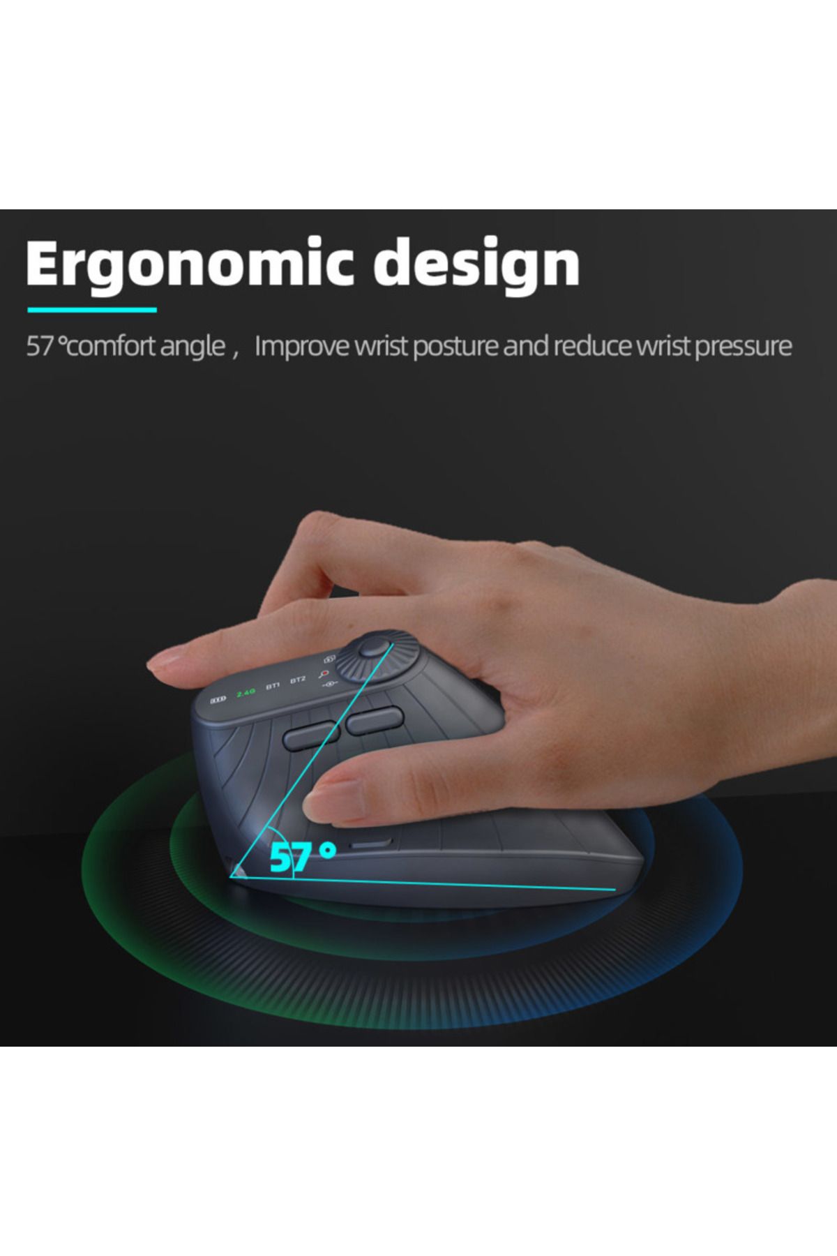 Choice-Multi-Device Vertical Ergonomic Mouse With Function Adjustment Kno Rechargeable 2.4G Bluetooth Wi... 6