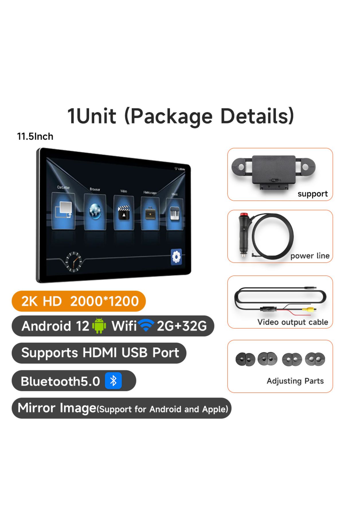 Choice-JIUYIN Android Headrest Monitor 2K IPS Tablet Touch Screen For Car Rear Seat Display Airplay APK ... 1