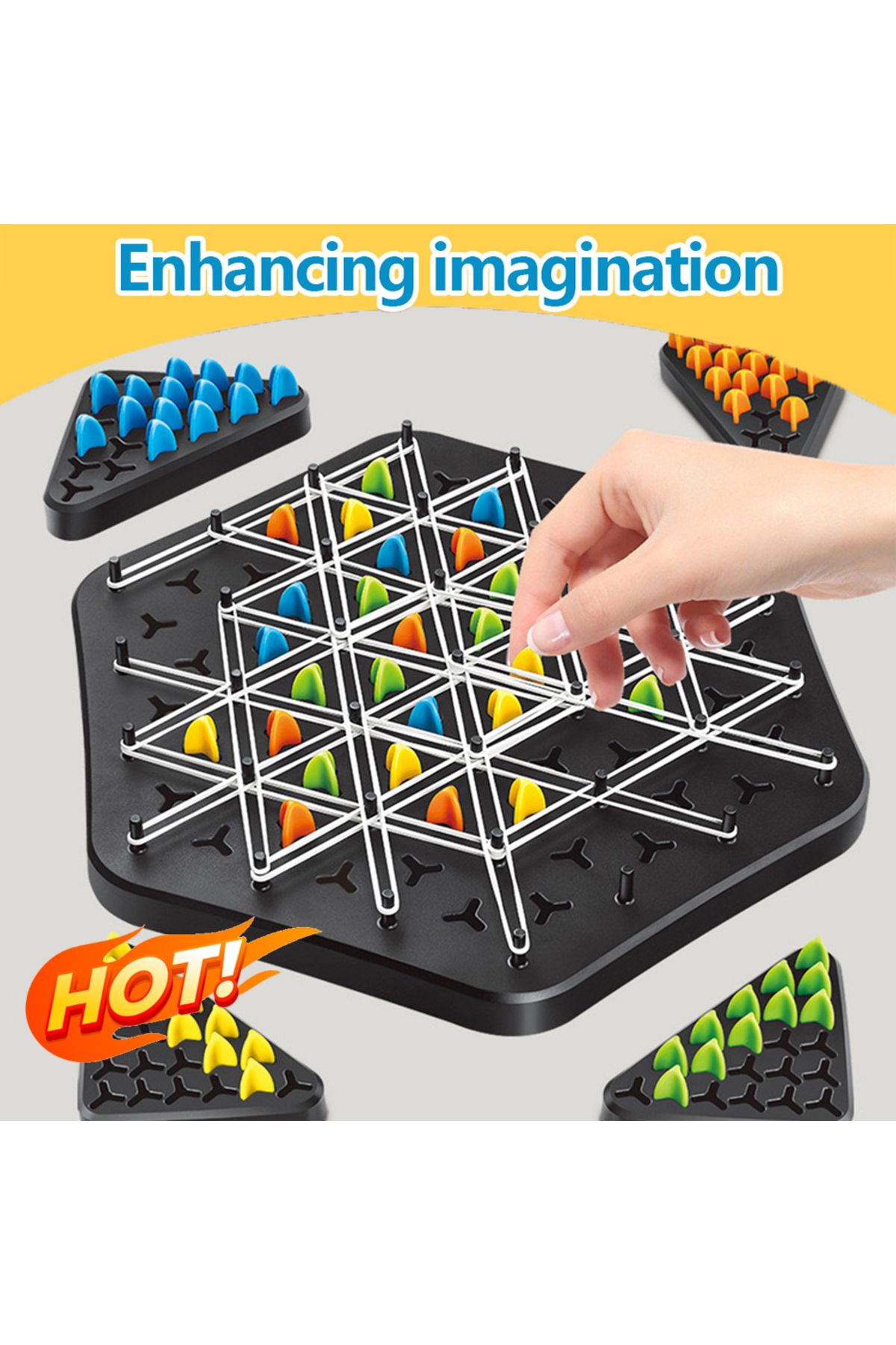 HUAN-Qzta-Geometry Chain Chess Puzzle Triangle Chess Desktop Game Rubber Band Training Family Interaction E... 3