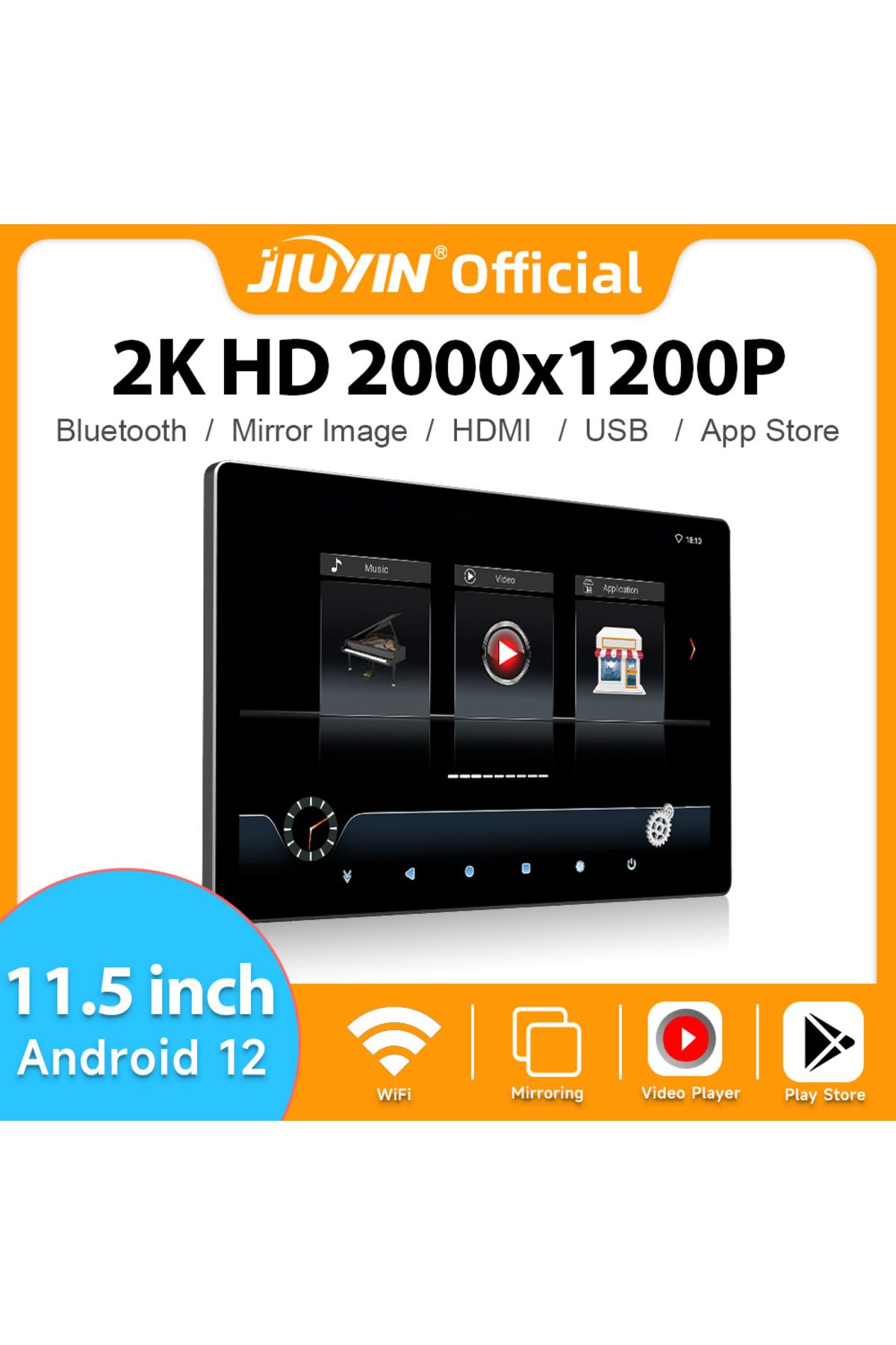 Choice-JIUYIN Android Headrest Monitor 2K IPS Tablet Touch Screen For Car Rear Seat Display Airplay APK ... 2