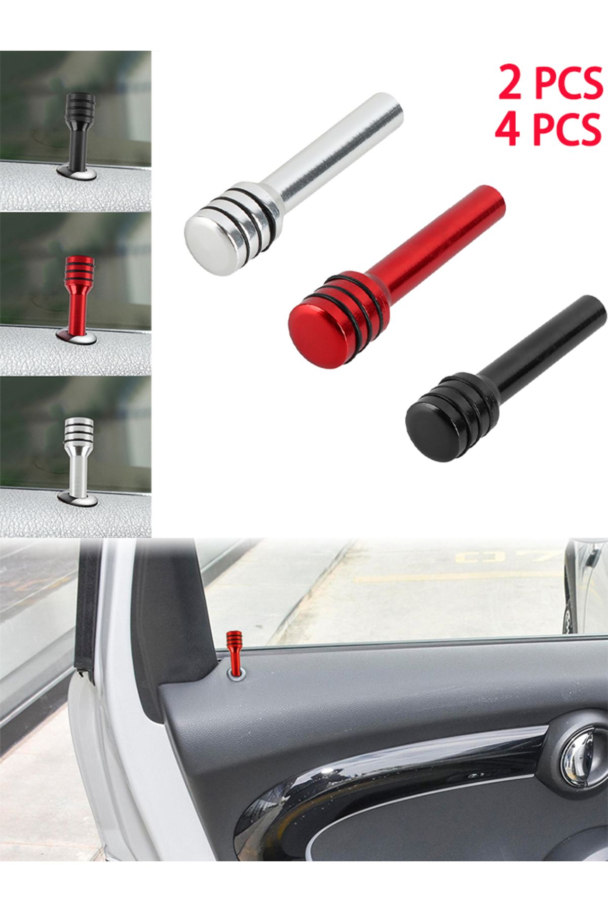 Choice-2/4PCS Car Door Lock Knob 49mm Pull Pins Aluminum Alloy Car Truck Security Interior Door Lock Eas... 8