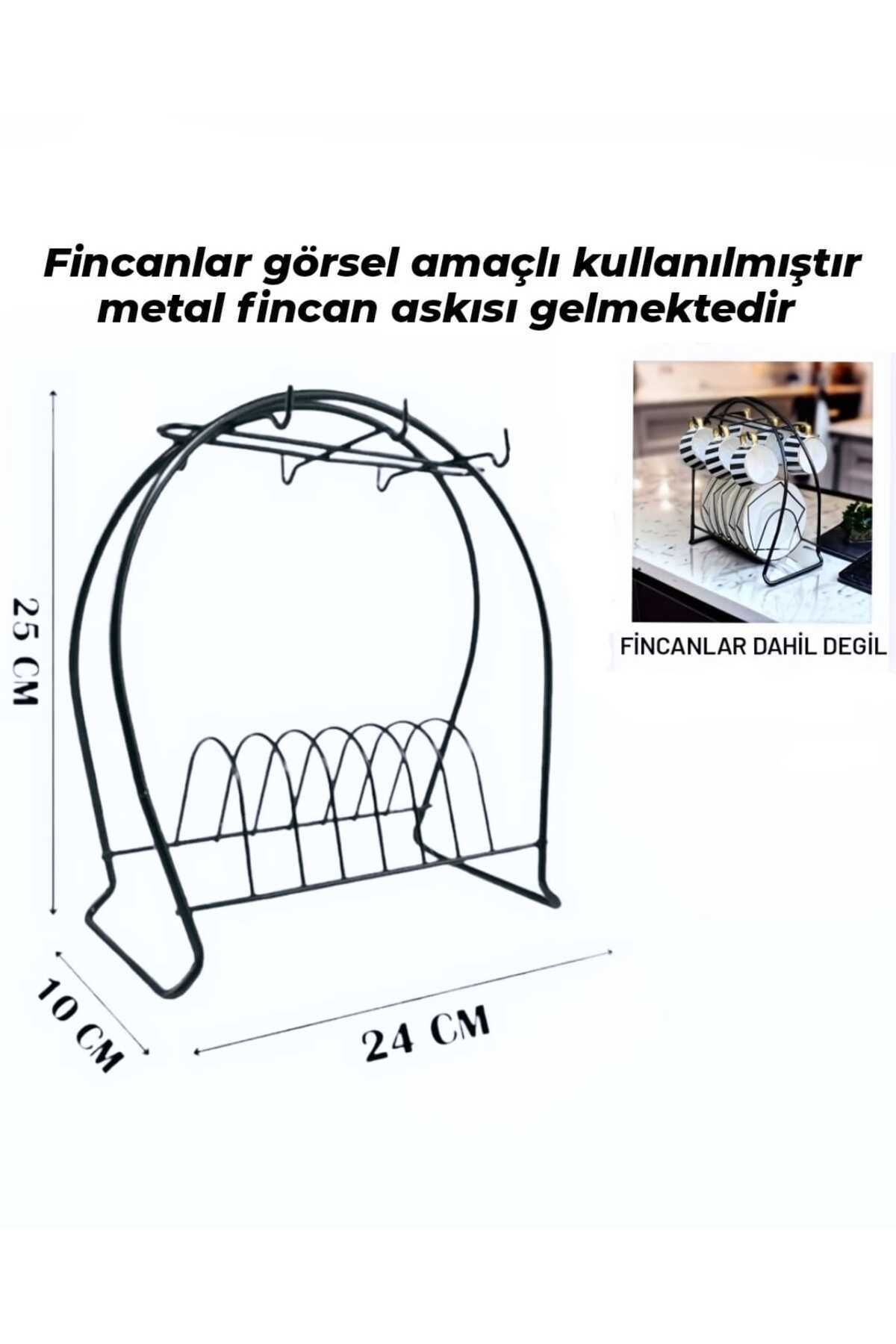 DECOOR MALL Fincanlık Siyah Fincan Standı 6lı Sunum -standı