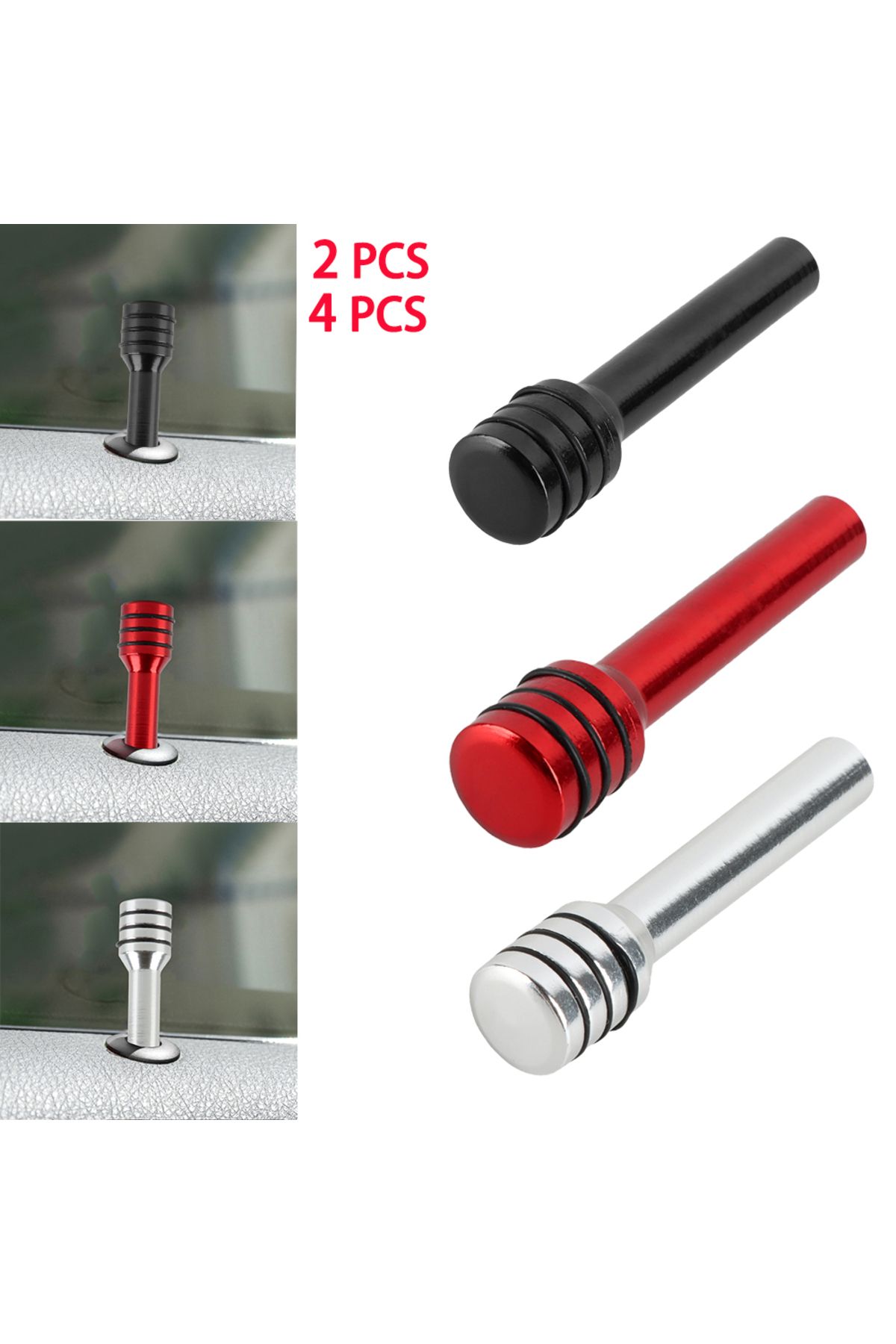 Choice-2/4PCS Car Door Lock Knob 49mm Pull Pins Aluminum Alloy Car Truck Security Interior Door Lock Eas... 2